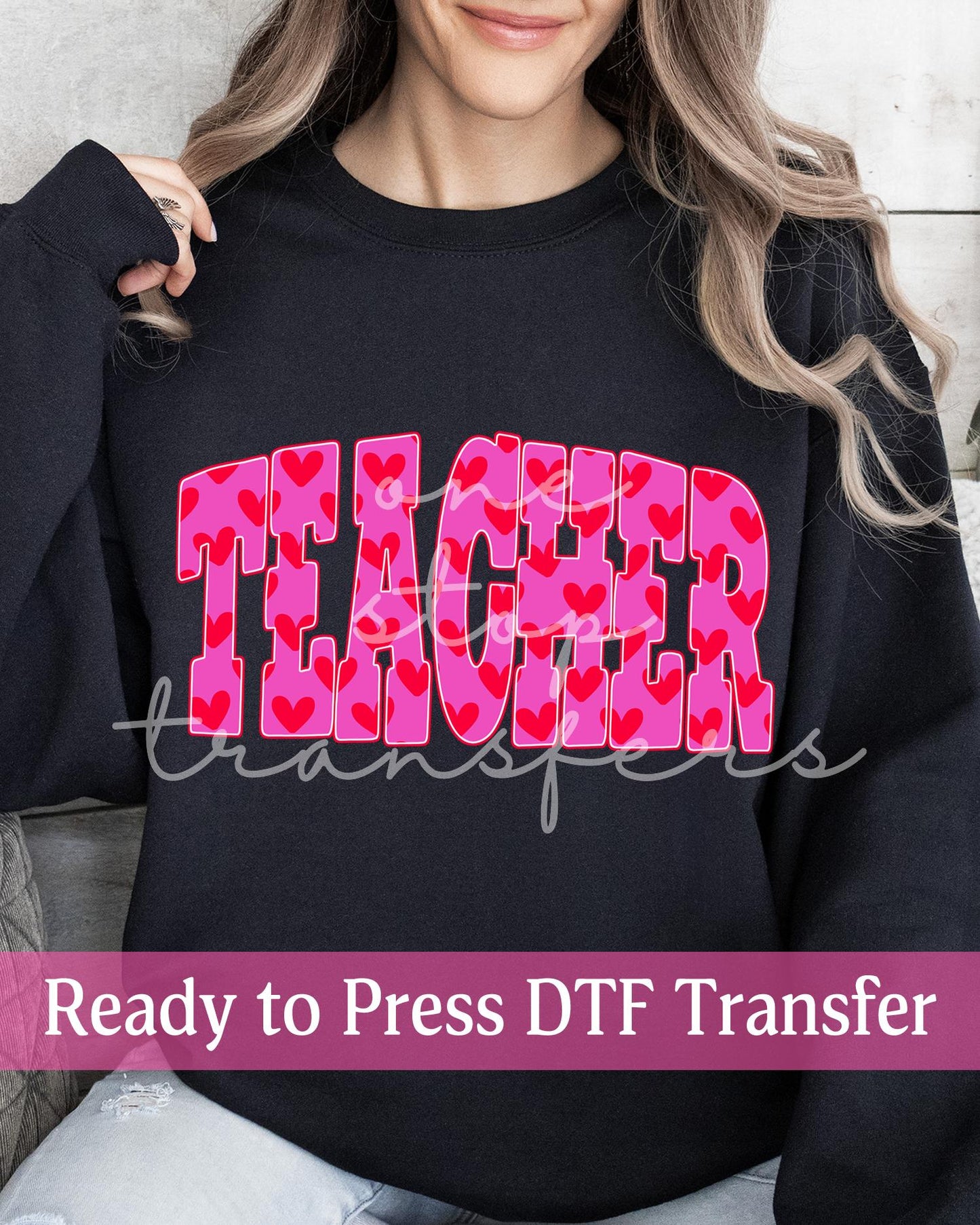 Valentine's Day Varsity TEACHER Hearts - Ready to Press DTF Transfers