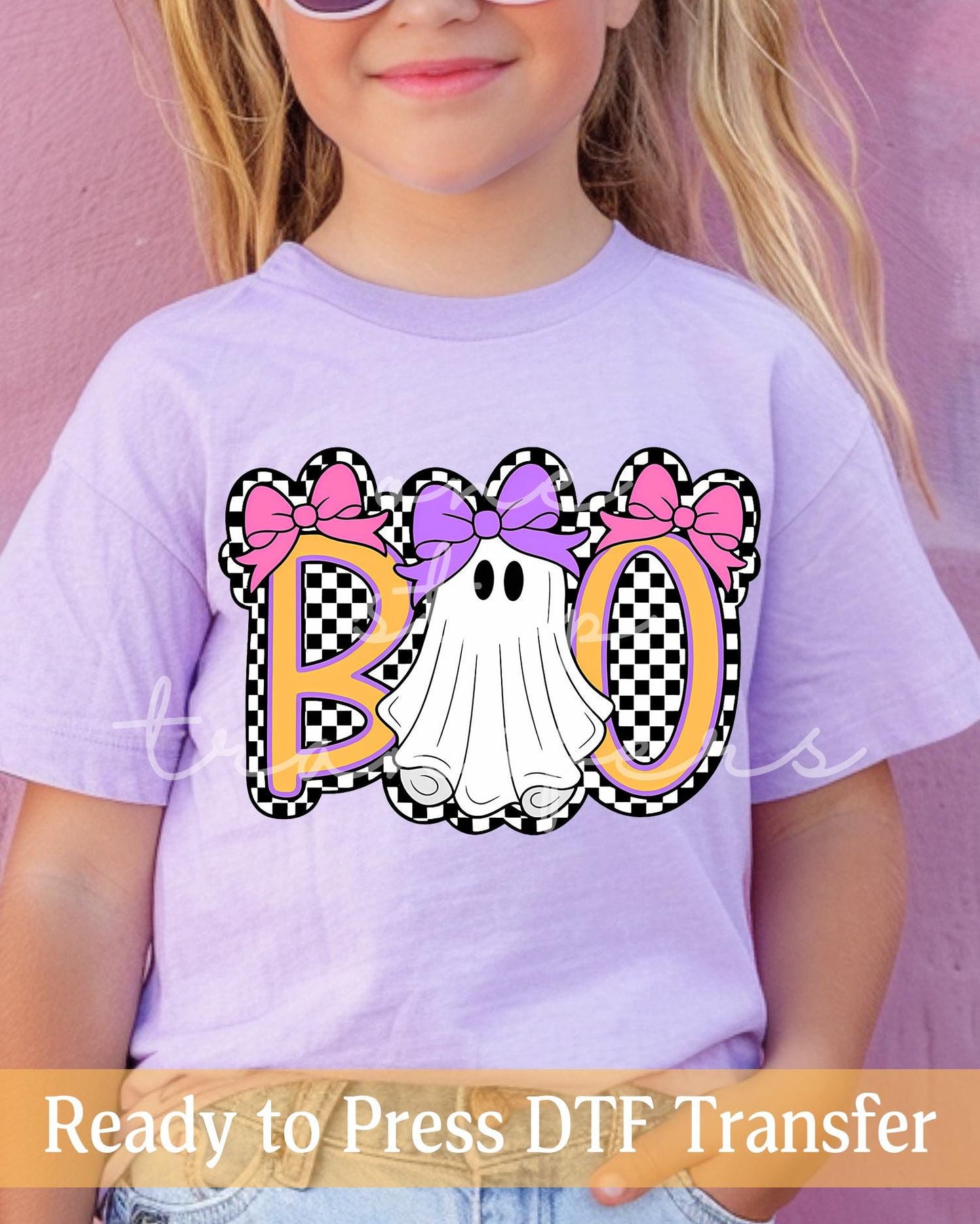 Girly Ghost Checker BOO - Ready to Press DTF Transfers