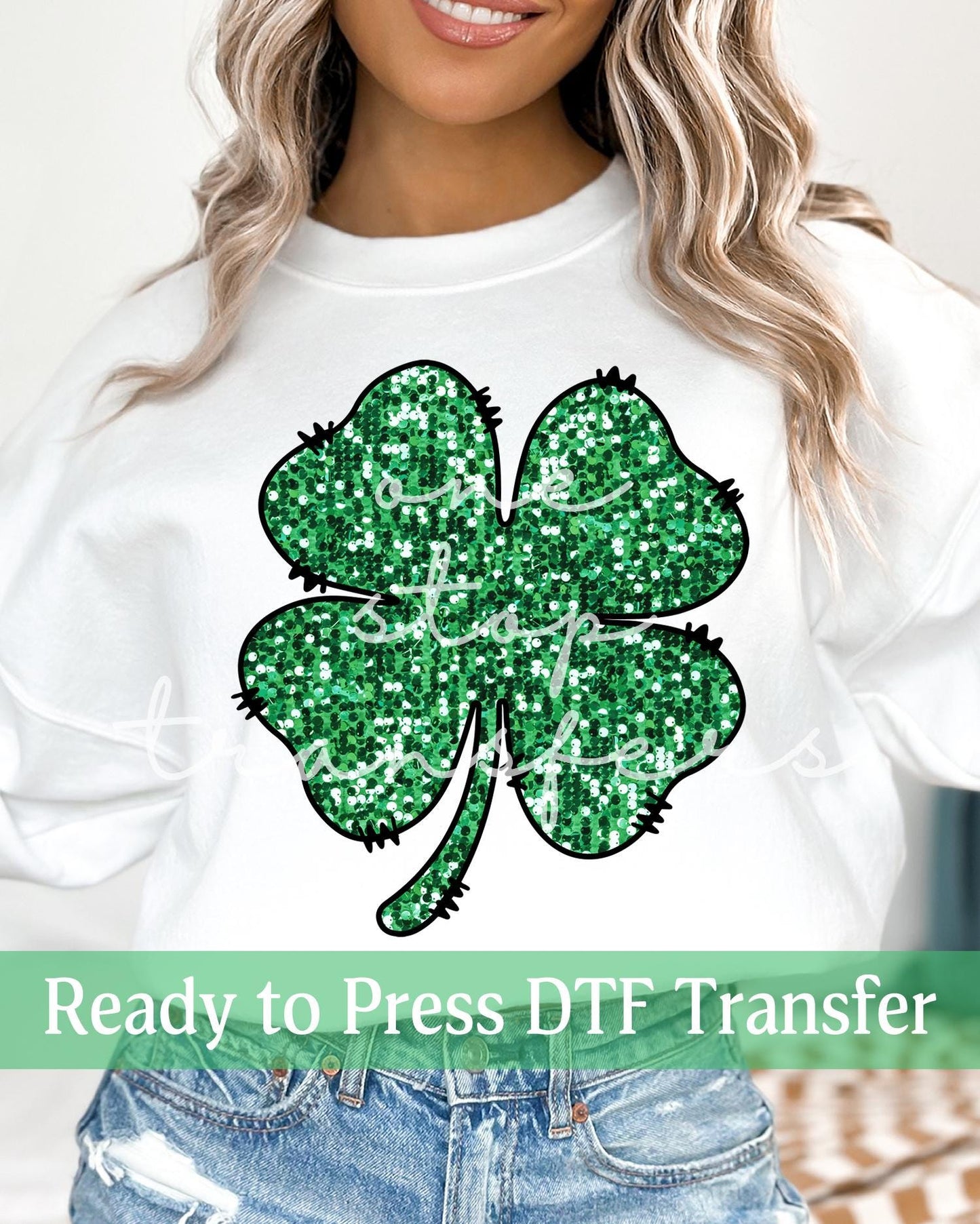 Faux Sequin Clover - Ready to Press DTF Transfers
