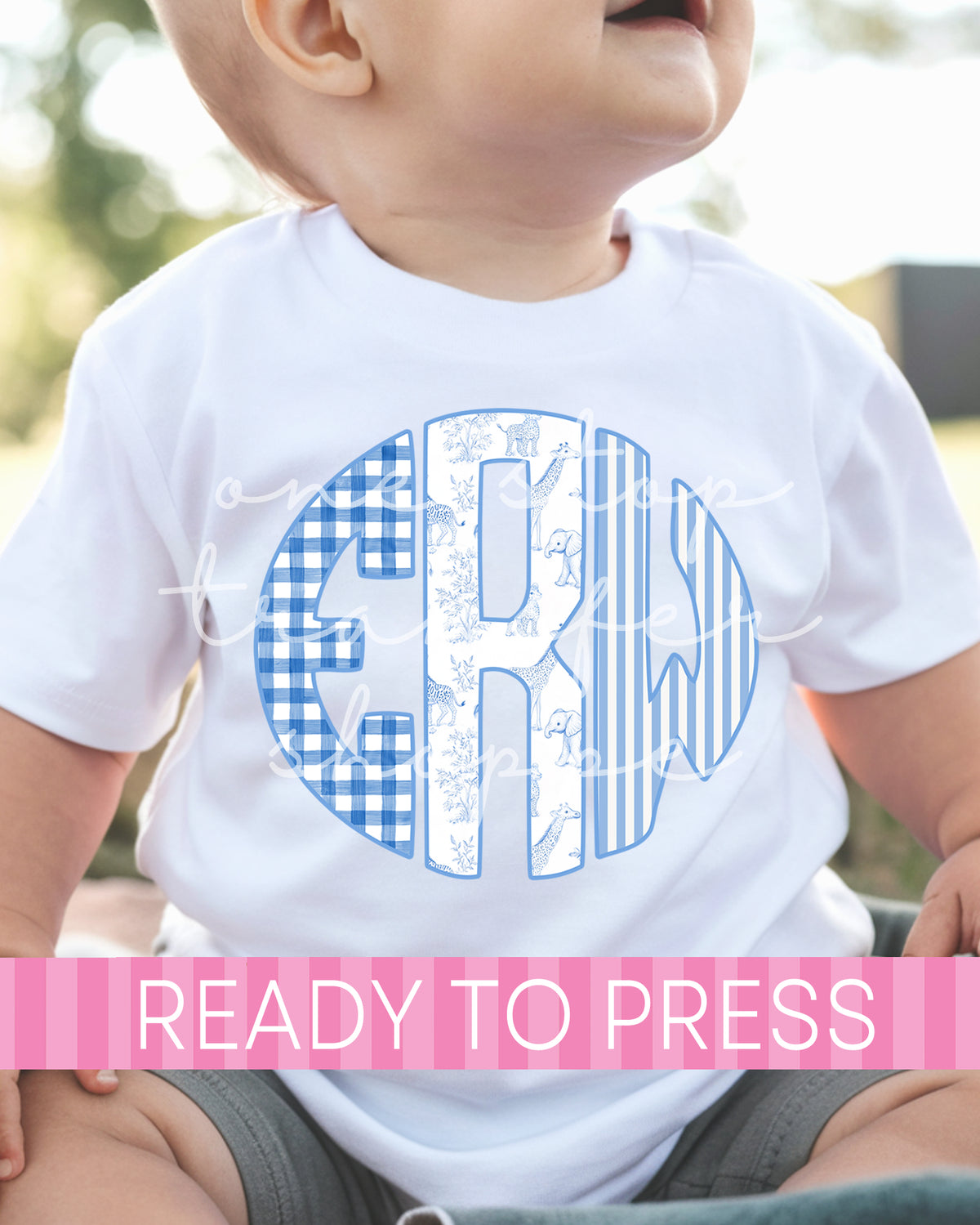 Preppy Boy Blue Safari Monogram - Ready to Press DTF Transfers