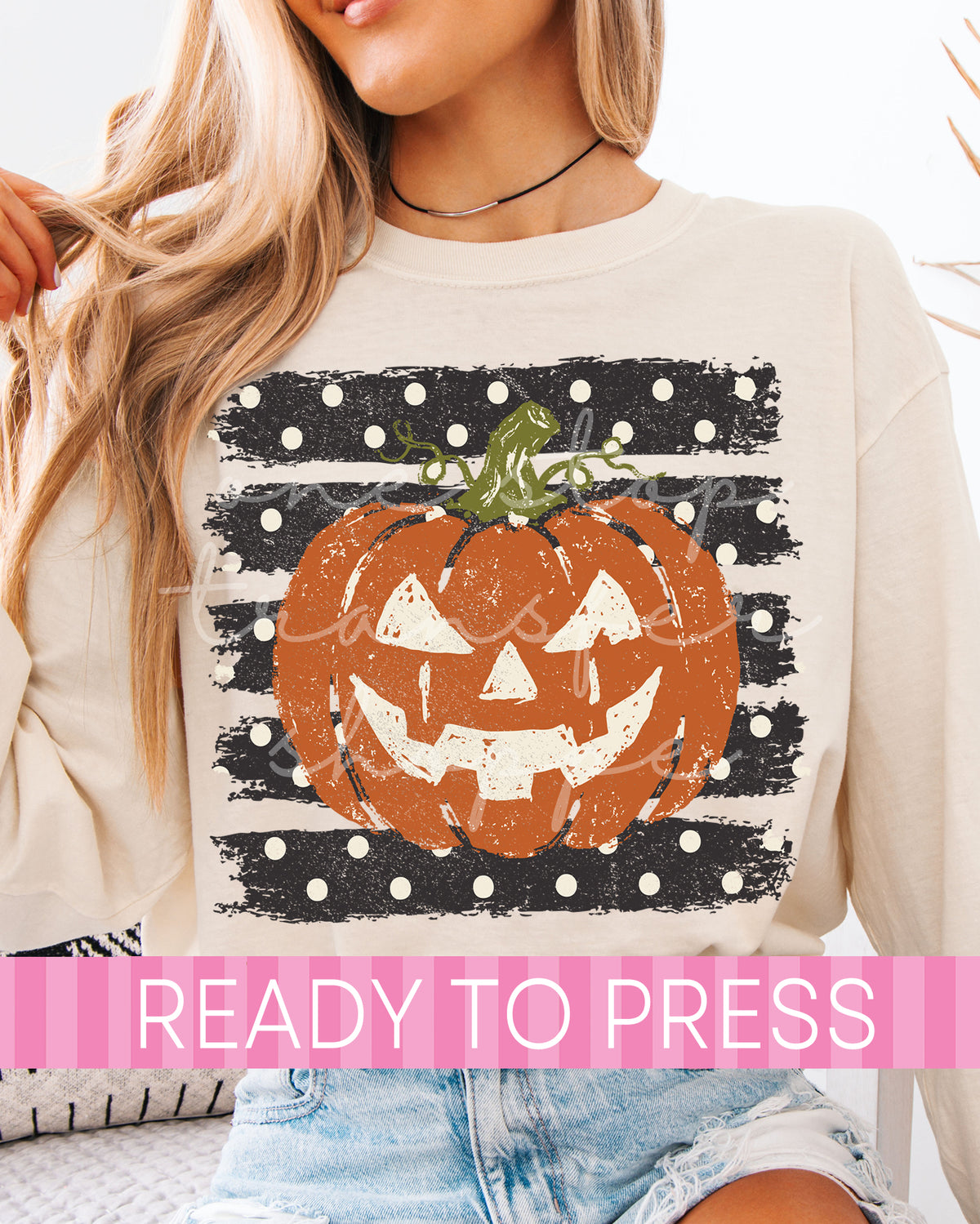 Polka Dot Striped Jack O Lantern - Ready to Press DTF Transfers