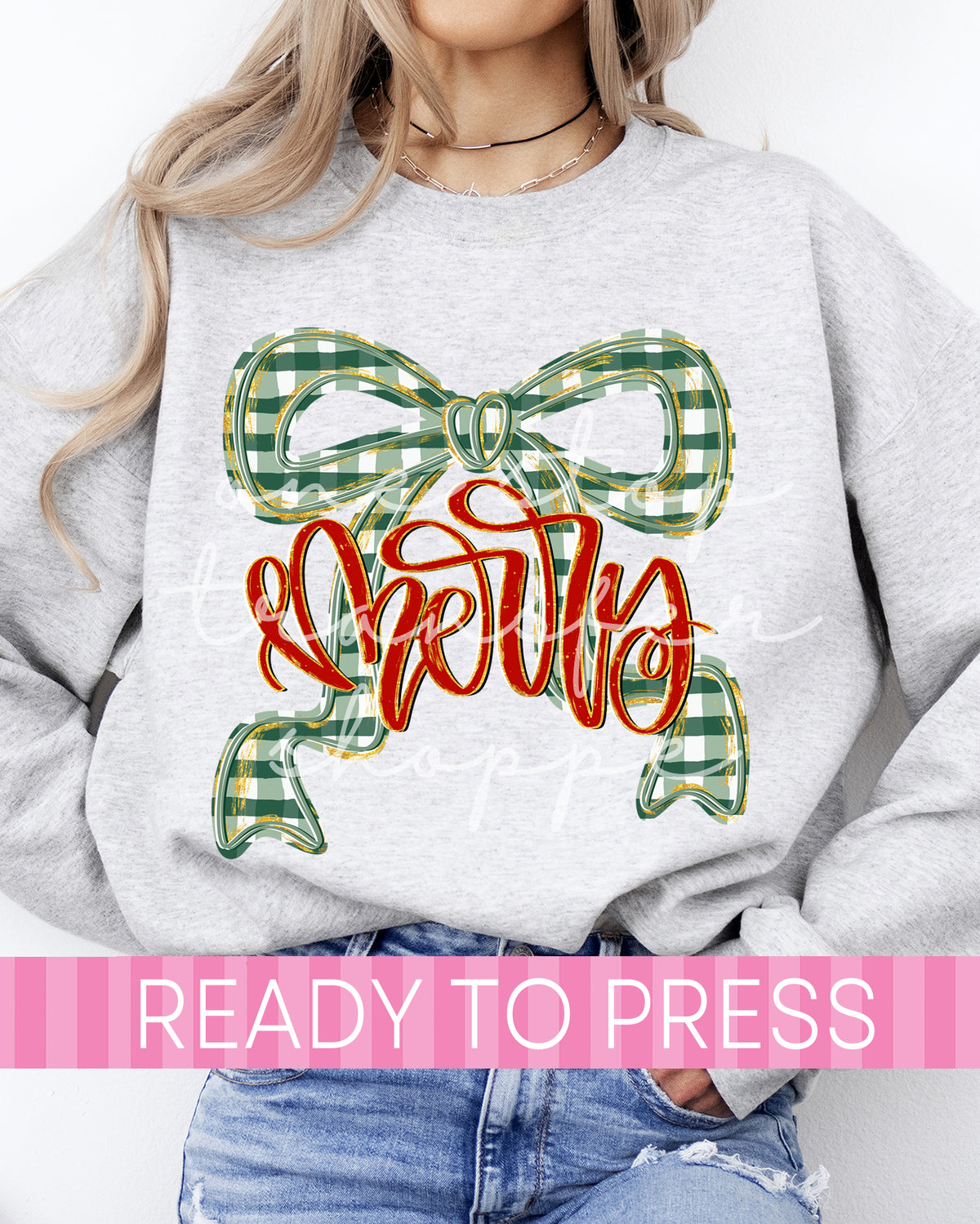 Preppy Green Gingham Coquette Merry - Ready to Press DTF Transfers