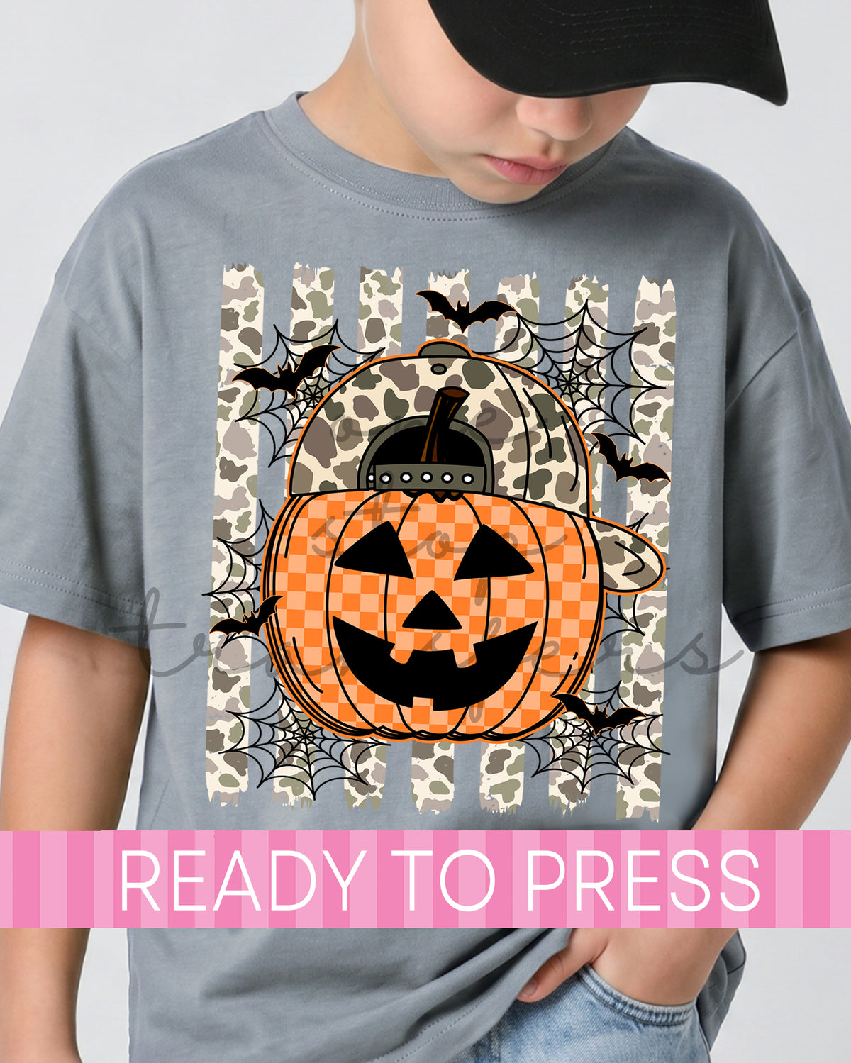 Camo Stripes Boy Jack O Lantern - Ready to Press DTF Transfers