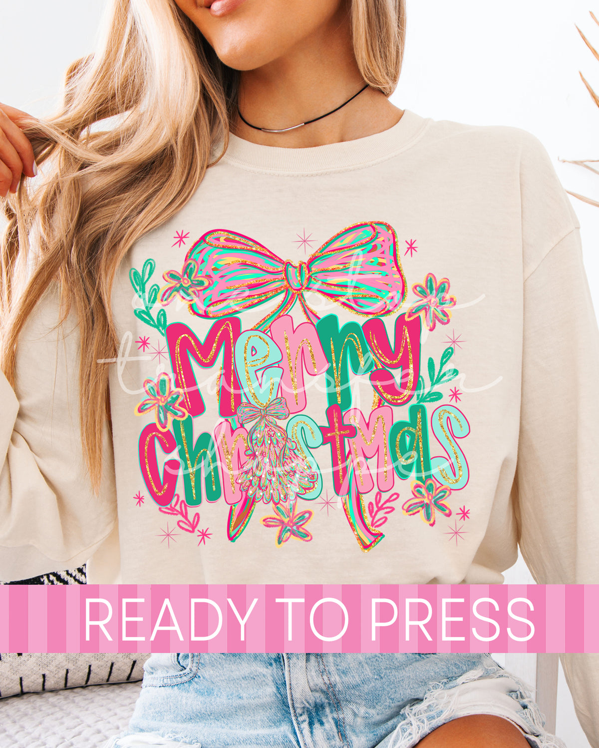 Pink Mint Coquette Merry Christmas - Ready to Press DTF Transfers