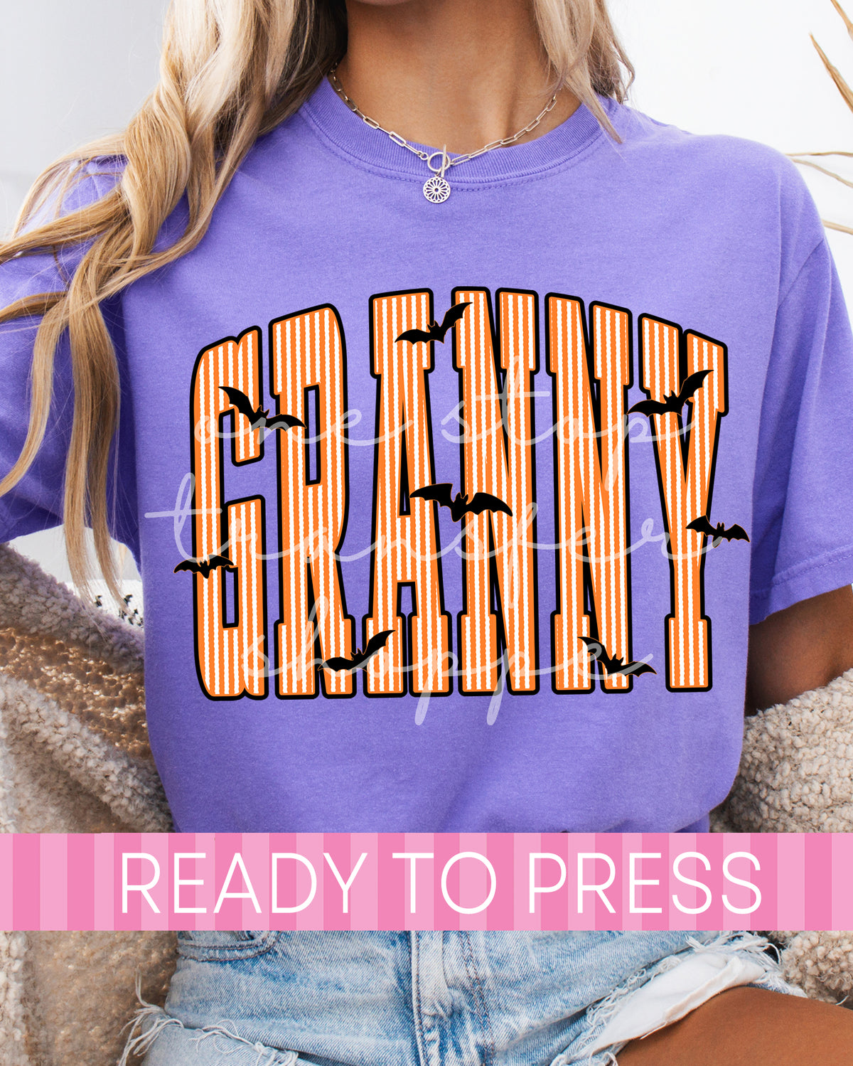 Preppy Halloween Orange Stripes GRANNY - Ready to Press DTF Transfers