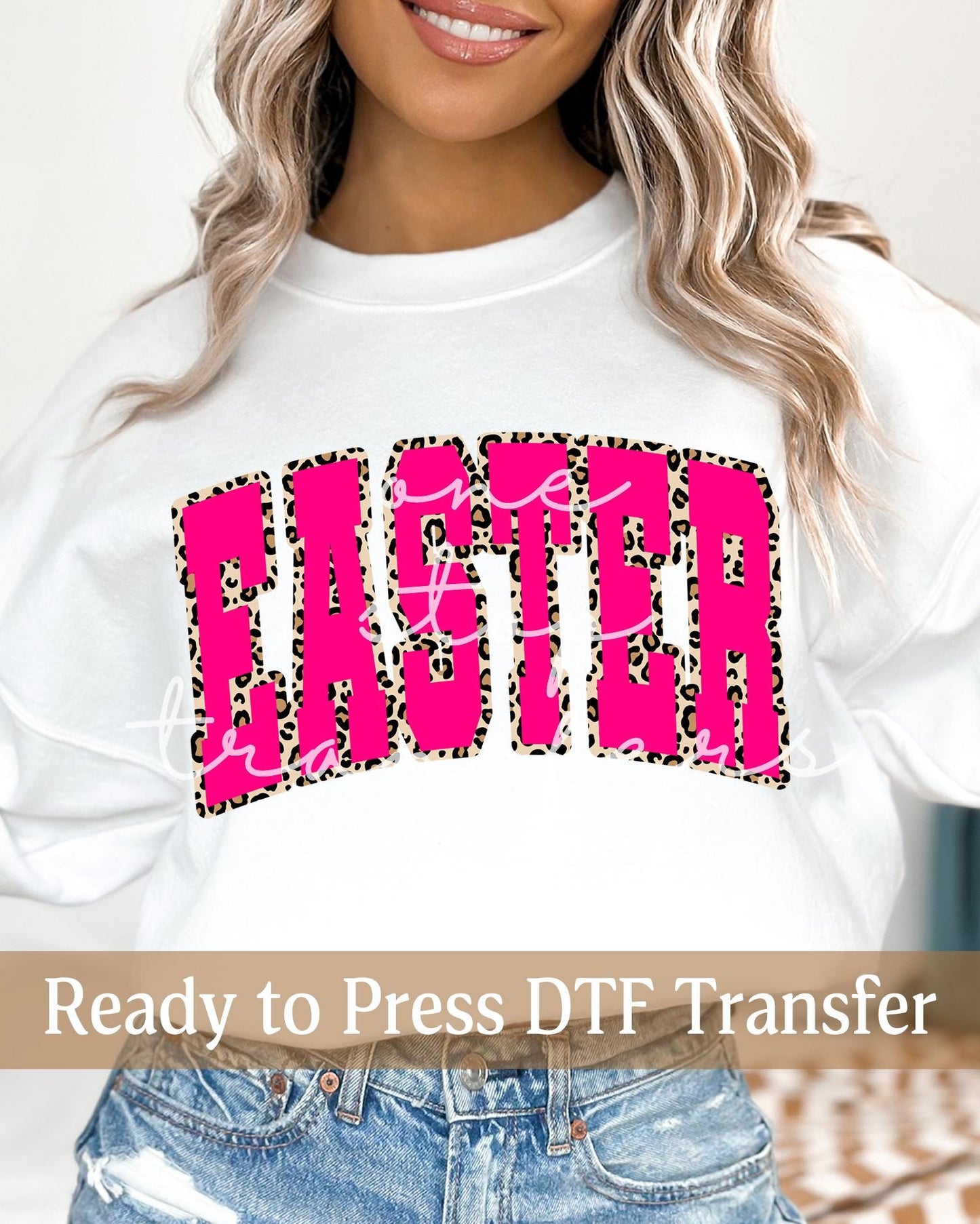 Varsity Easter Hot Pink Leopard Print Outline - Ready to Press DTF Transfers