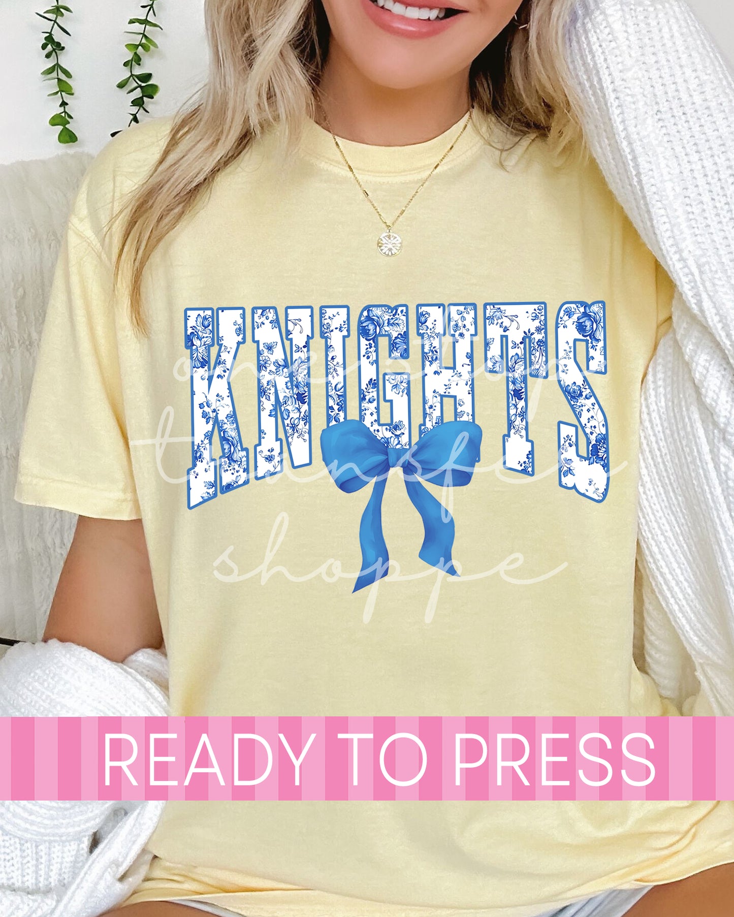 Coquette Chinoiserie Varsity KNIGHTS Mascot - Ready to Press DTF Transfers