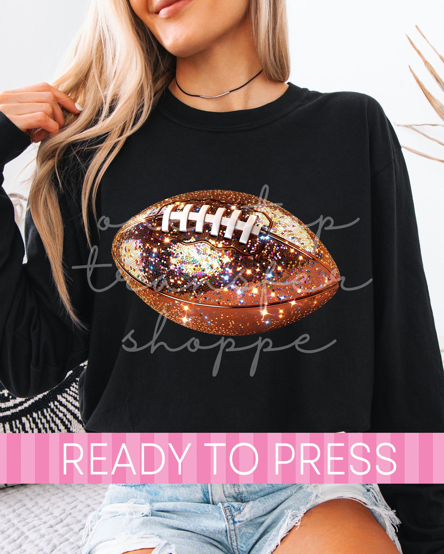 Faux Glitter Disco Football - Ready to Press DTF Transfers