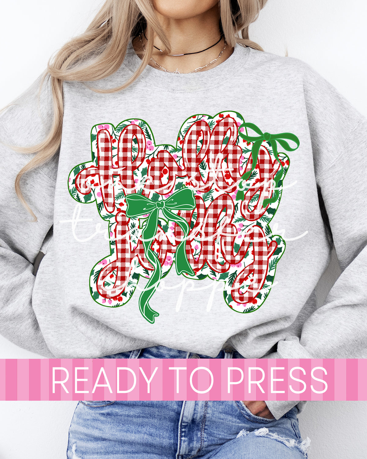 Coquette Red Plaid Holly Jolly - Ready to Press DTF Transfers