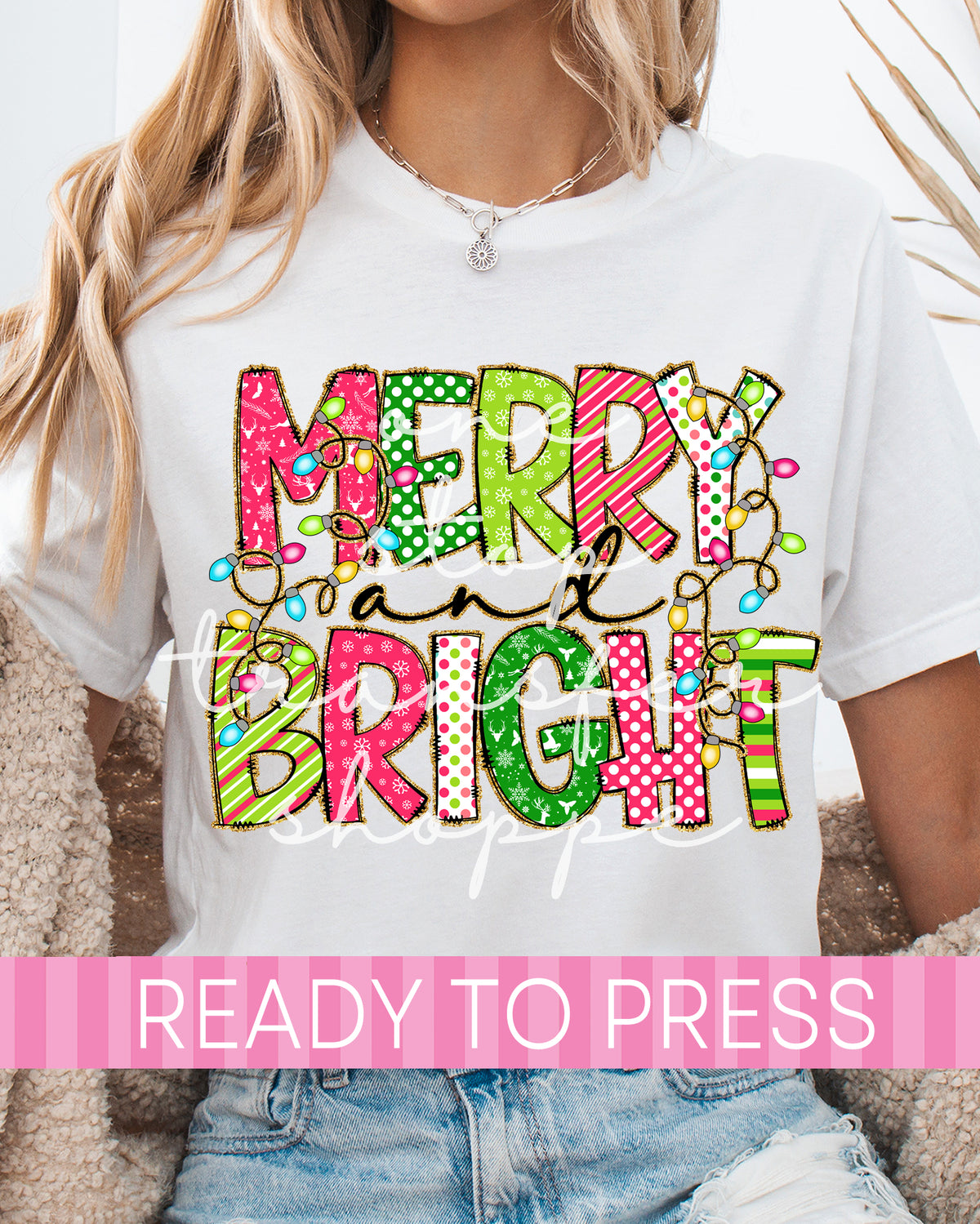 Colorful Merry and Bright Christmas Lights - Ready to Press DTF Transfers