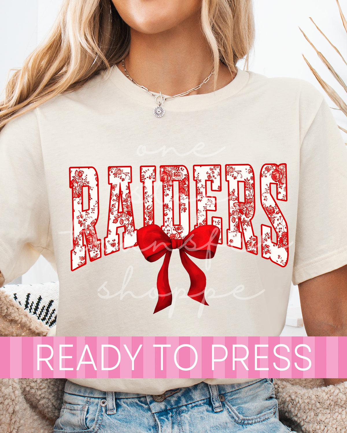 Coquette Chinoiserie Varsity RAIDERS Mascot - Ready to Press DTF Transfers