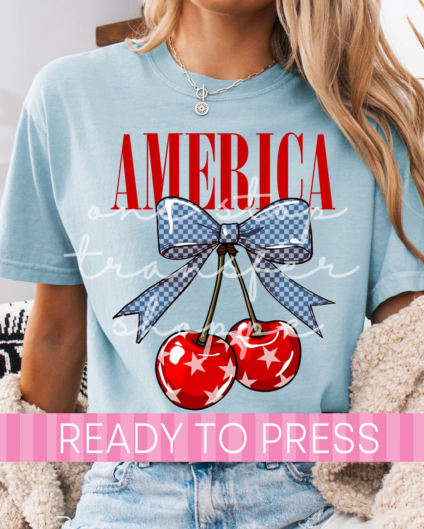 Checker Coquette America Cherries - Ready to Press DTF Transfers