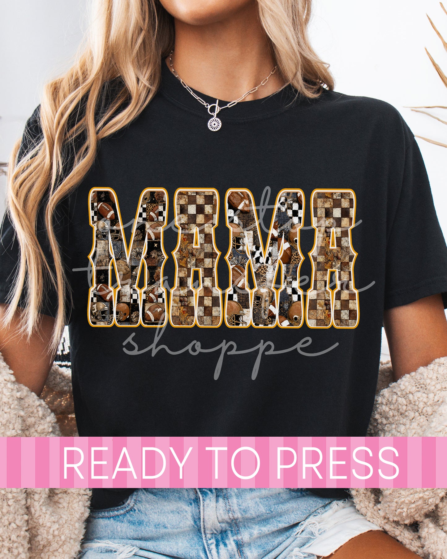 Checker Football MAMA - Ready to Press DTF Transfers