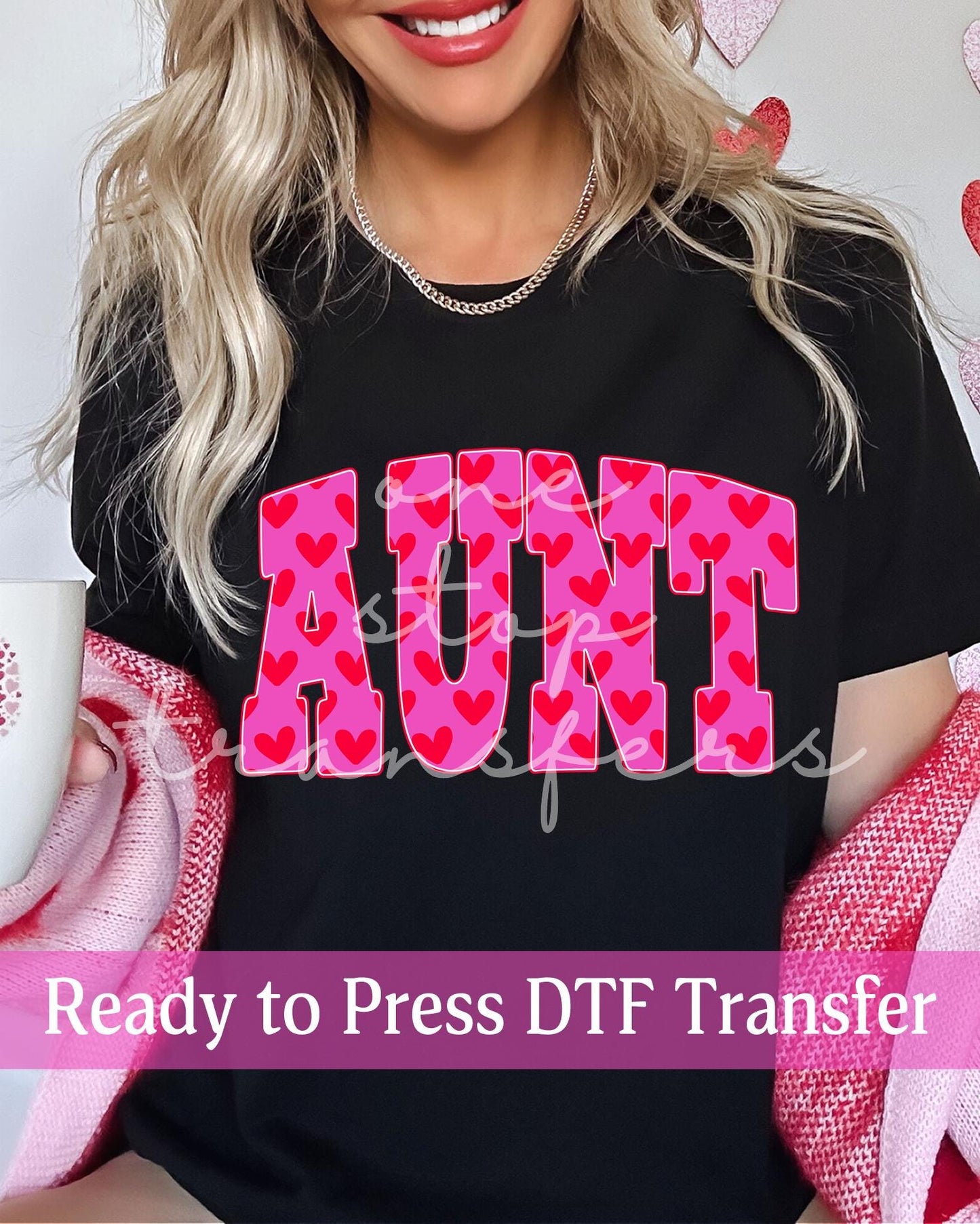 Valentine's Day Varsity AUNT Hearts - Ready to Press DTF Transfers