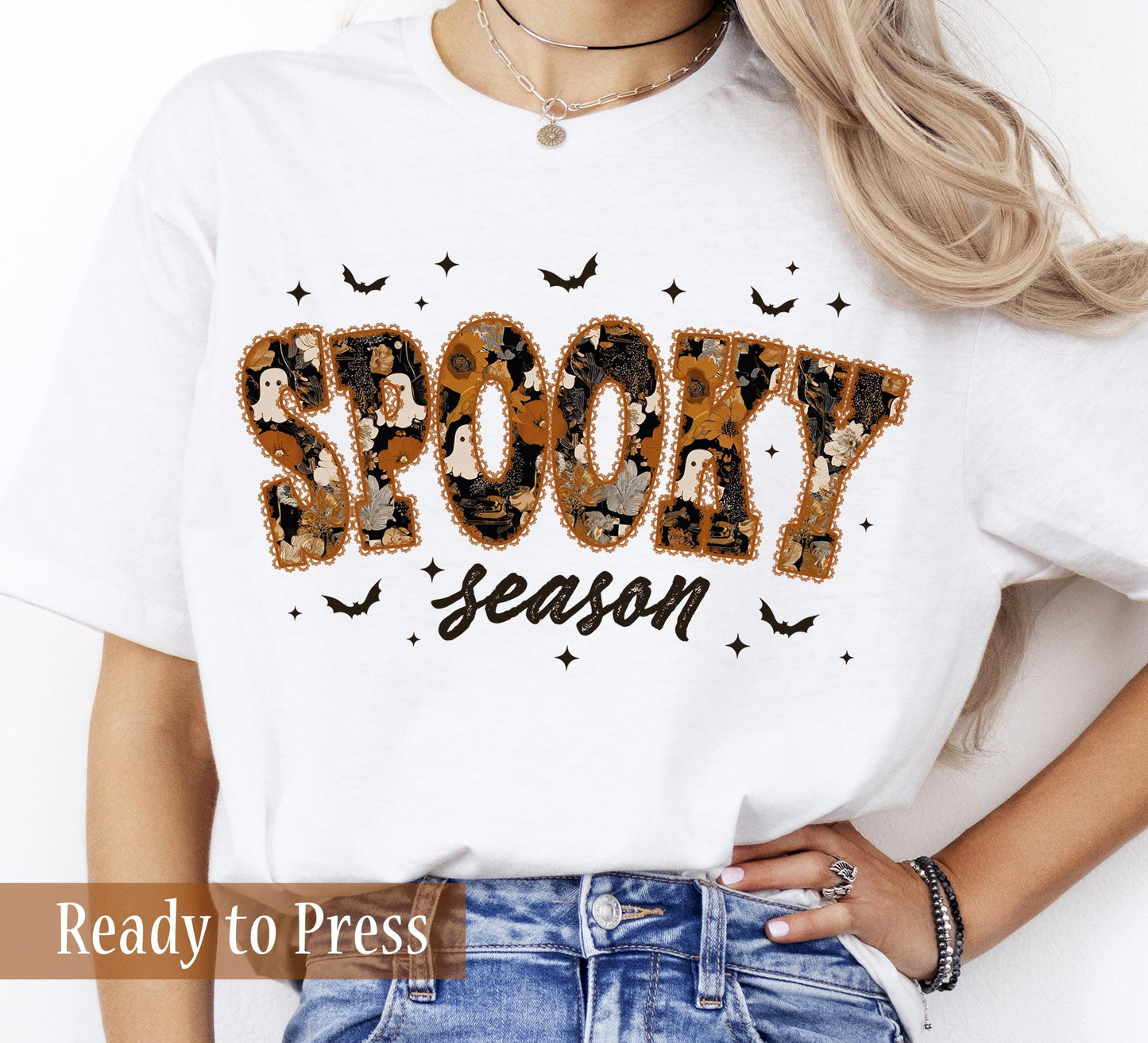Shabby Chic Halloween Lace Spooky Season - Ready to Press DTF Transfers