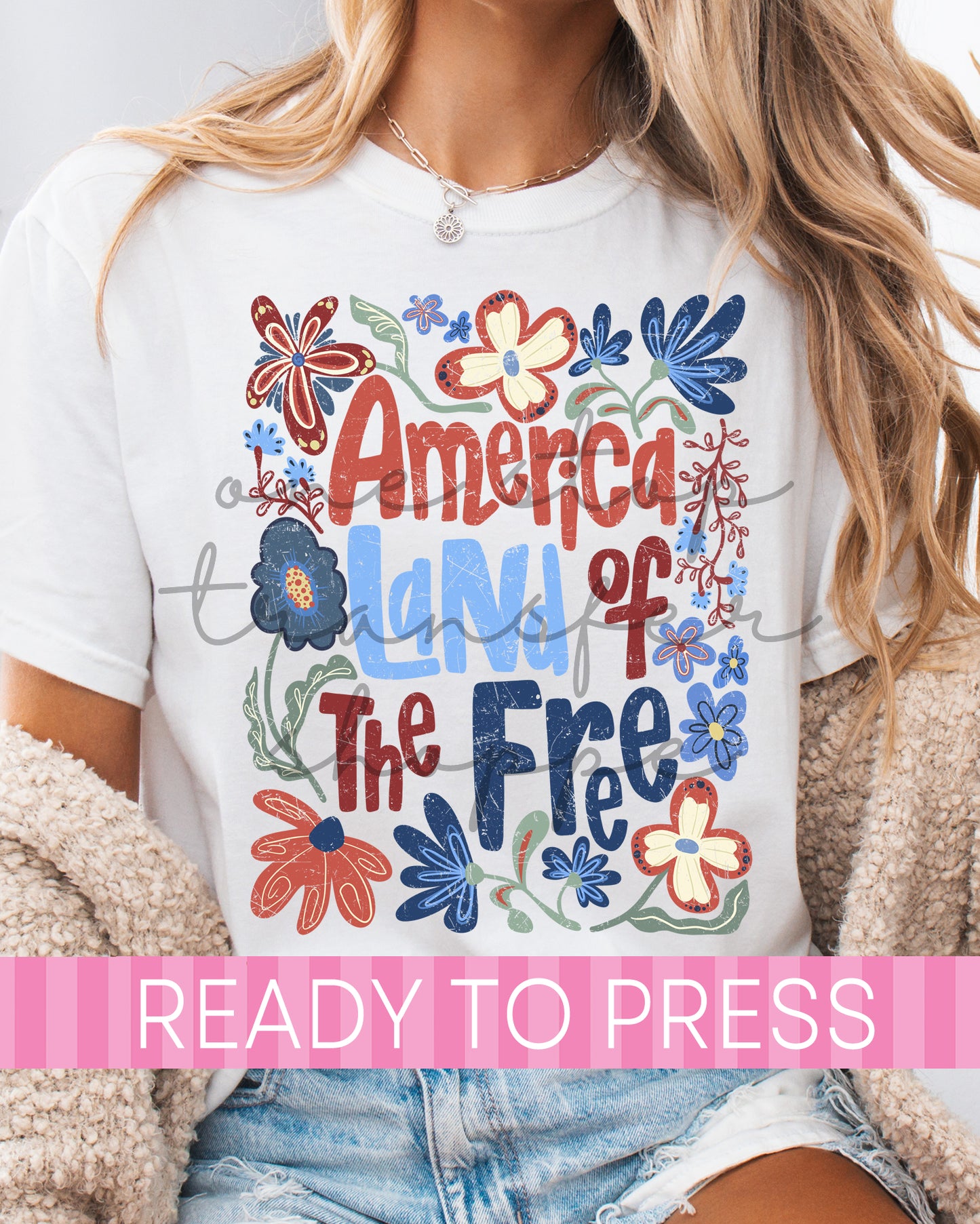 Boho Floral America Land Of The Free - Ready to Press DTF Transfers