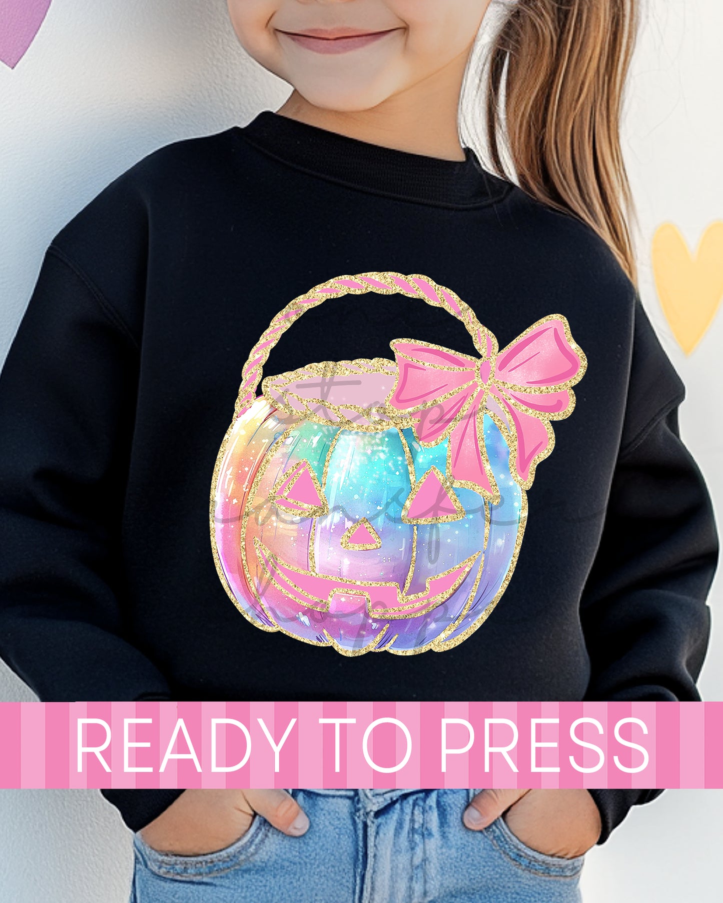 Iridescent Girl Jack-O-Lantern Basket - Ready to Press DTF Transfers