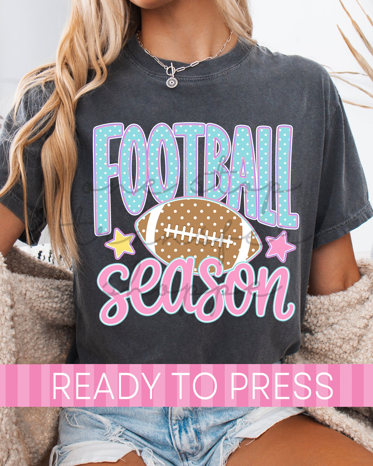 Preppy Pink Blue Polka Dots Football Season - Ready to Press DTF Transfers