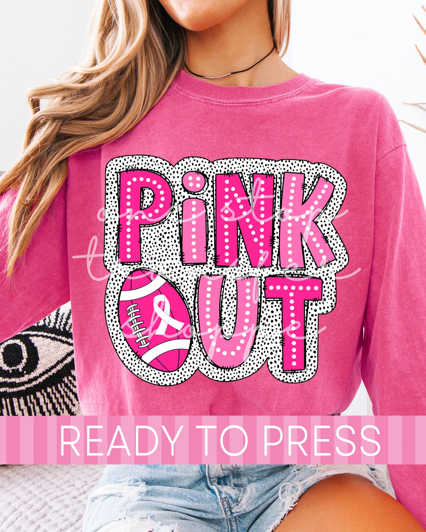 Dalmatian Dot Pink Out Football - Ready to Press DTF Transfers