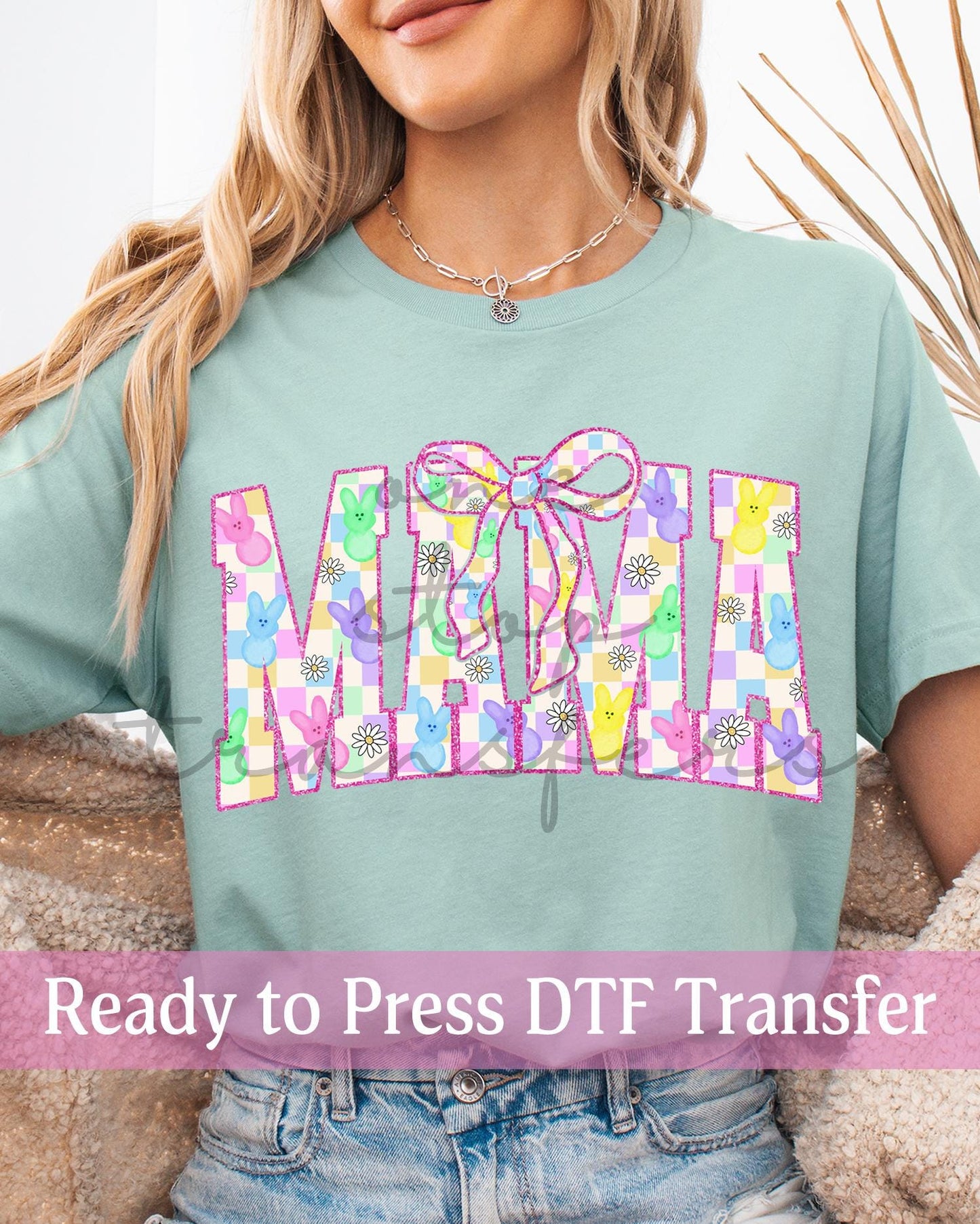 Checker Easter Peeps Coquette MAMA - Ready to Press DTF Transfers