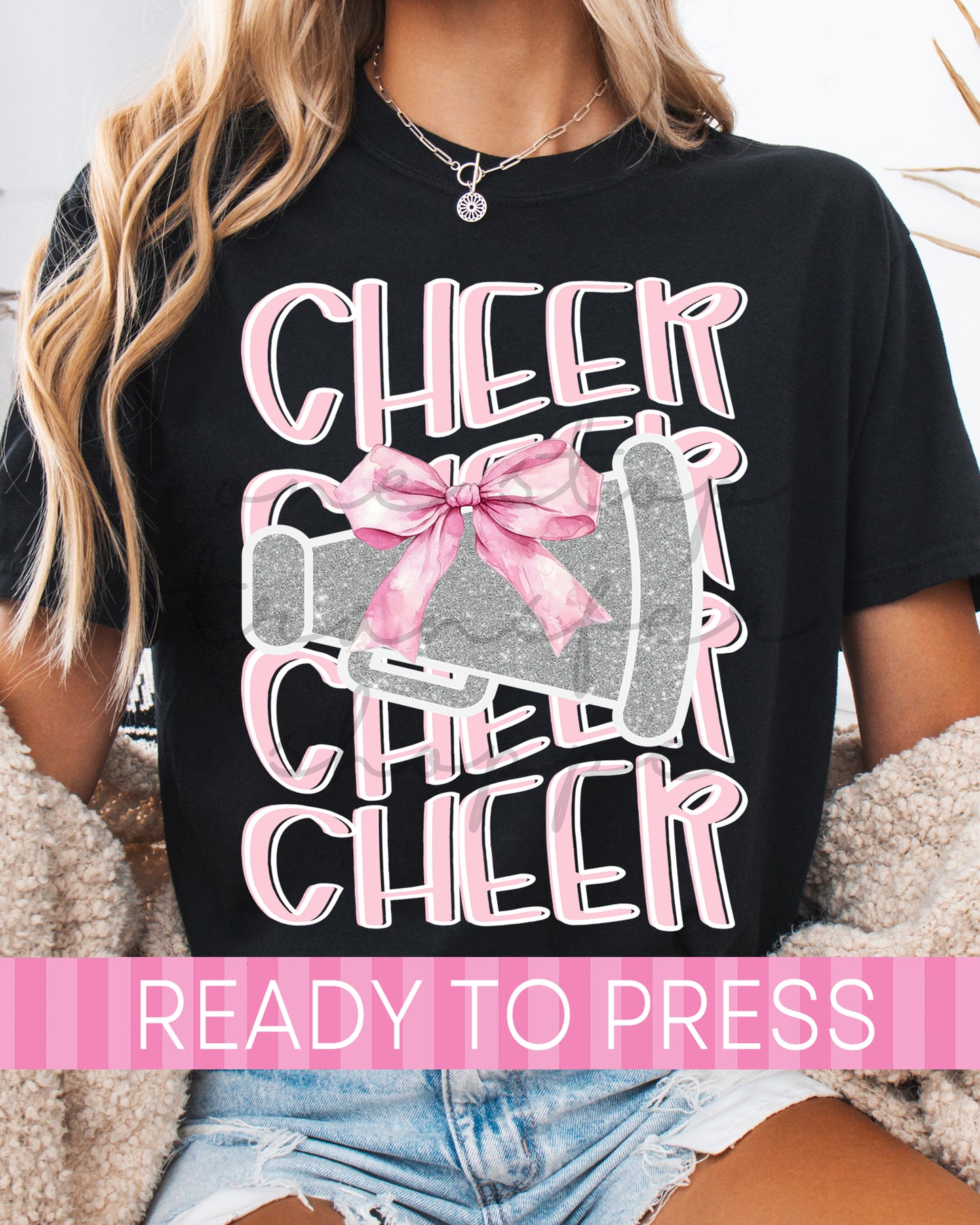 Pink Stacked Coquette CHEER - Ready to Press DTF Transfers