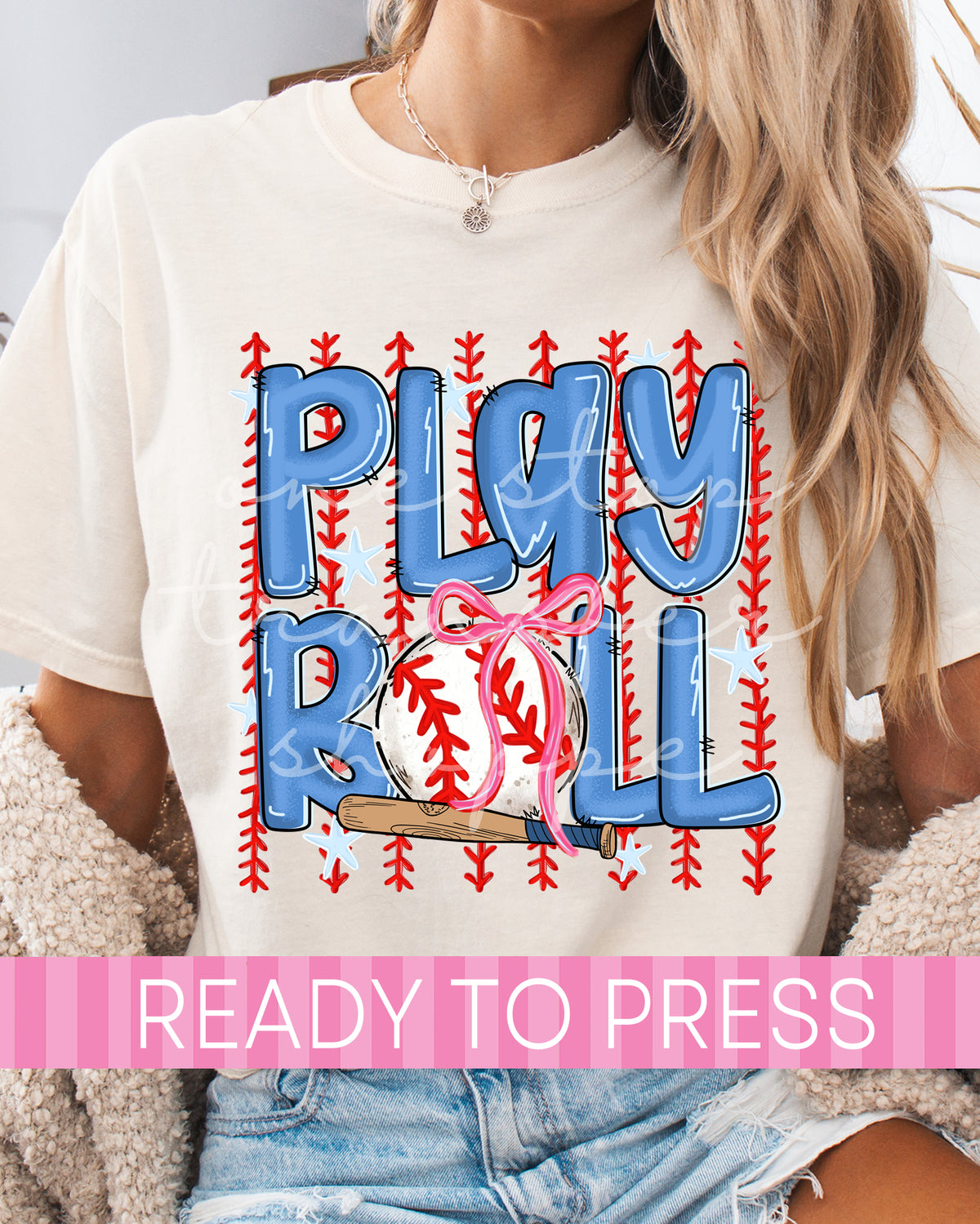 Trendy Baseball Stripes Coquette Play Ball - Ready to Press DTF Transfers