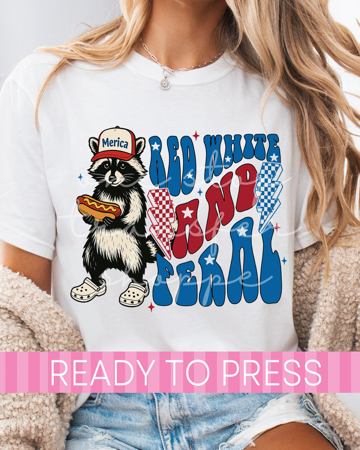 Red White and Feral Merica Fox Lightning - Ready to Press DTF Transfers