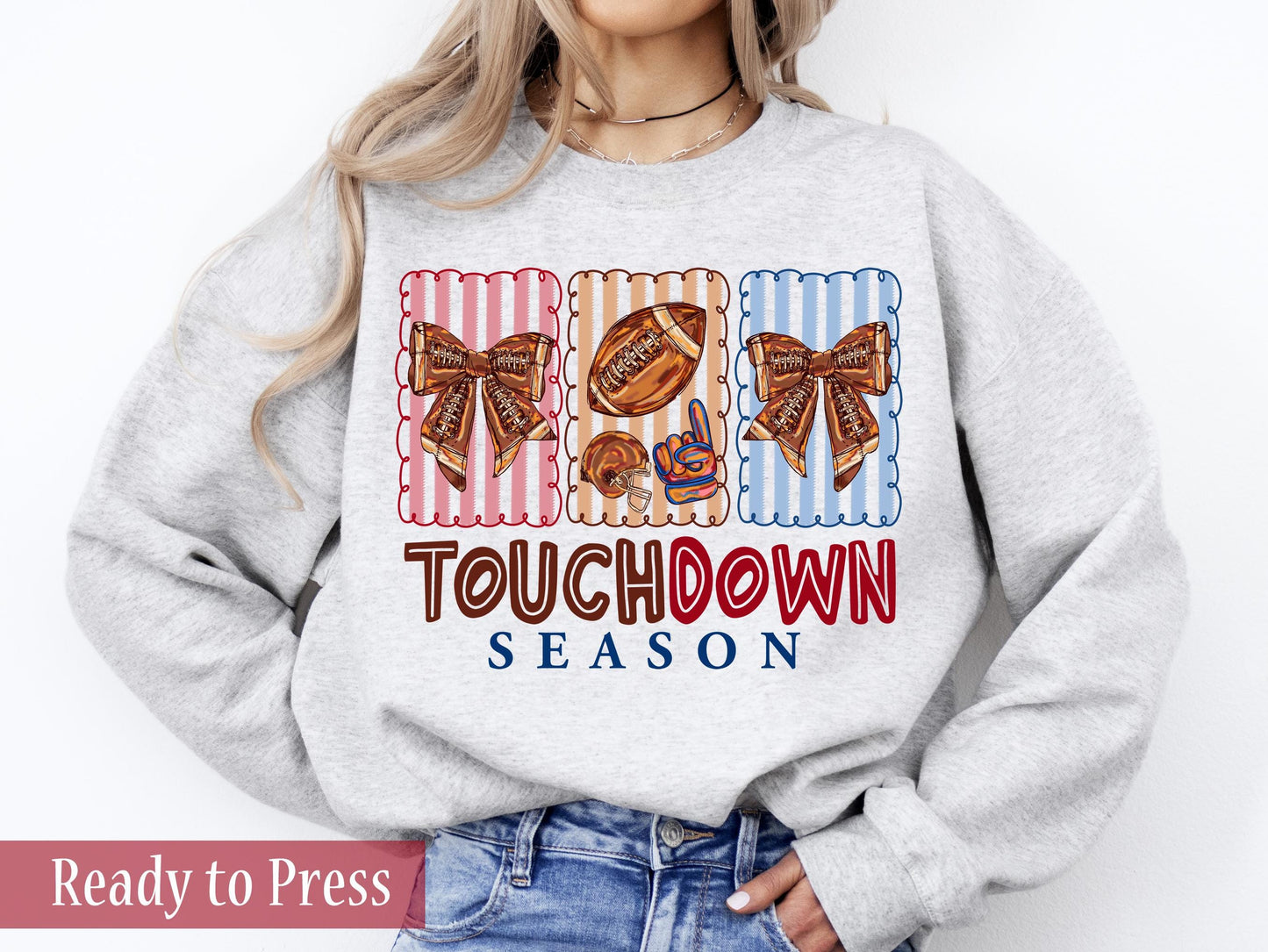 Preppy Touchdown Season Striped Panels - Ready to Press DTF Transfers