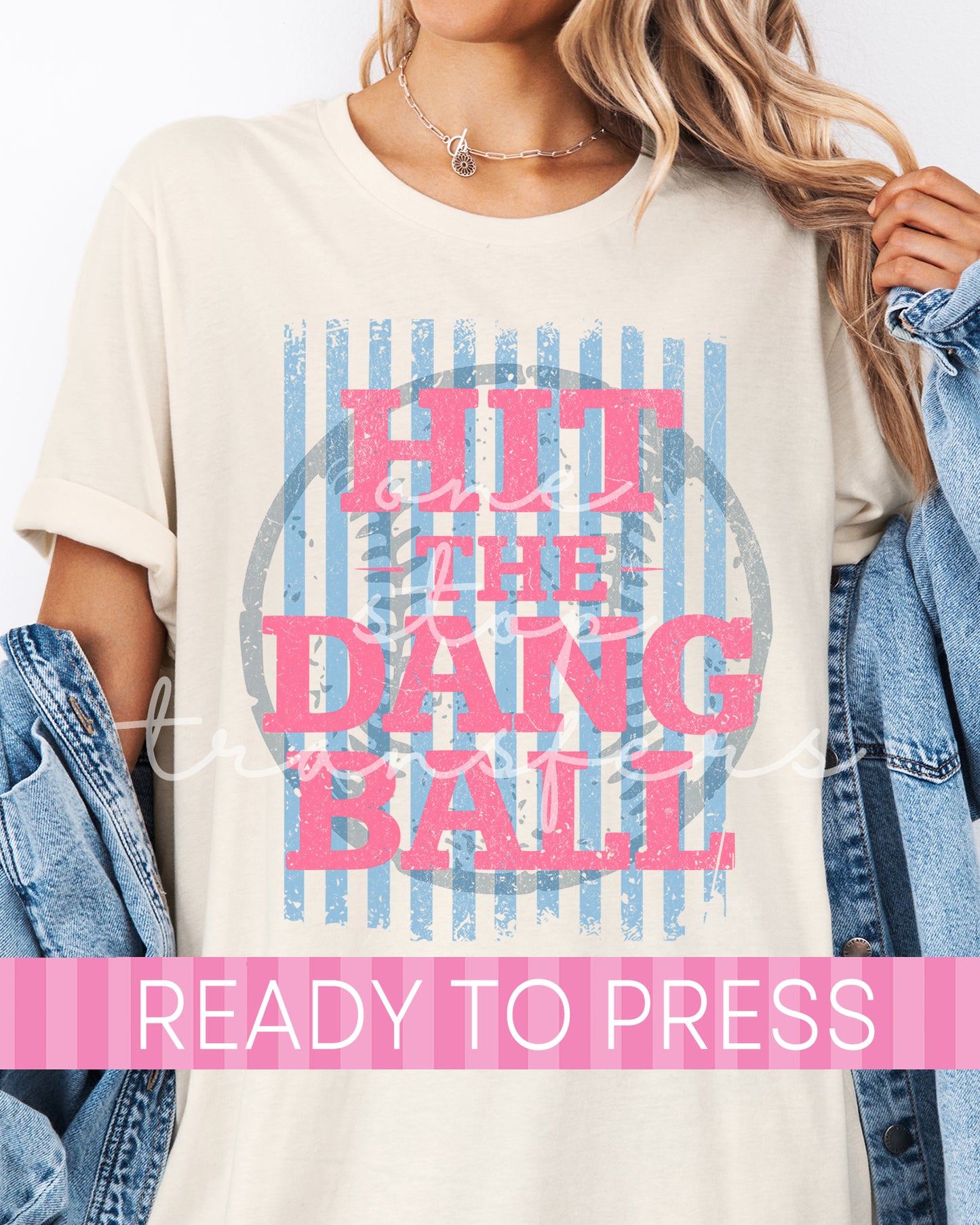 Preppy Pink Baseball Hit The Dang Ball - Ready to Press DTF Transfers