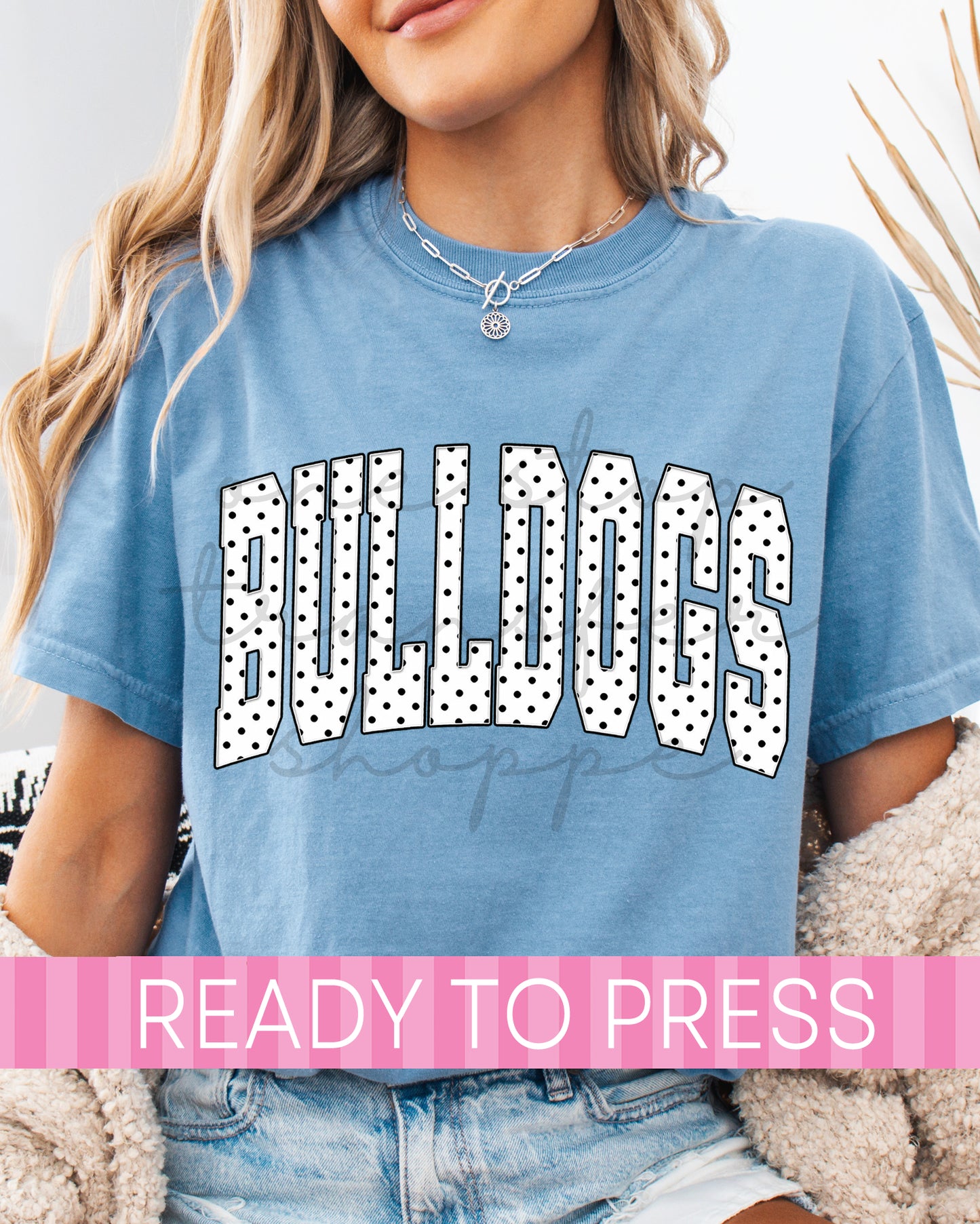 White Black Polka Dots Bulldogs Mascot - Ready to Press DTF Transfers