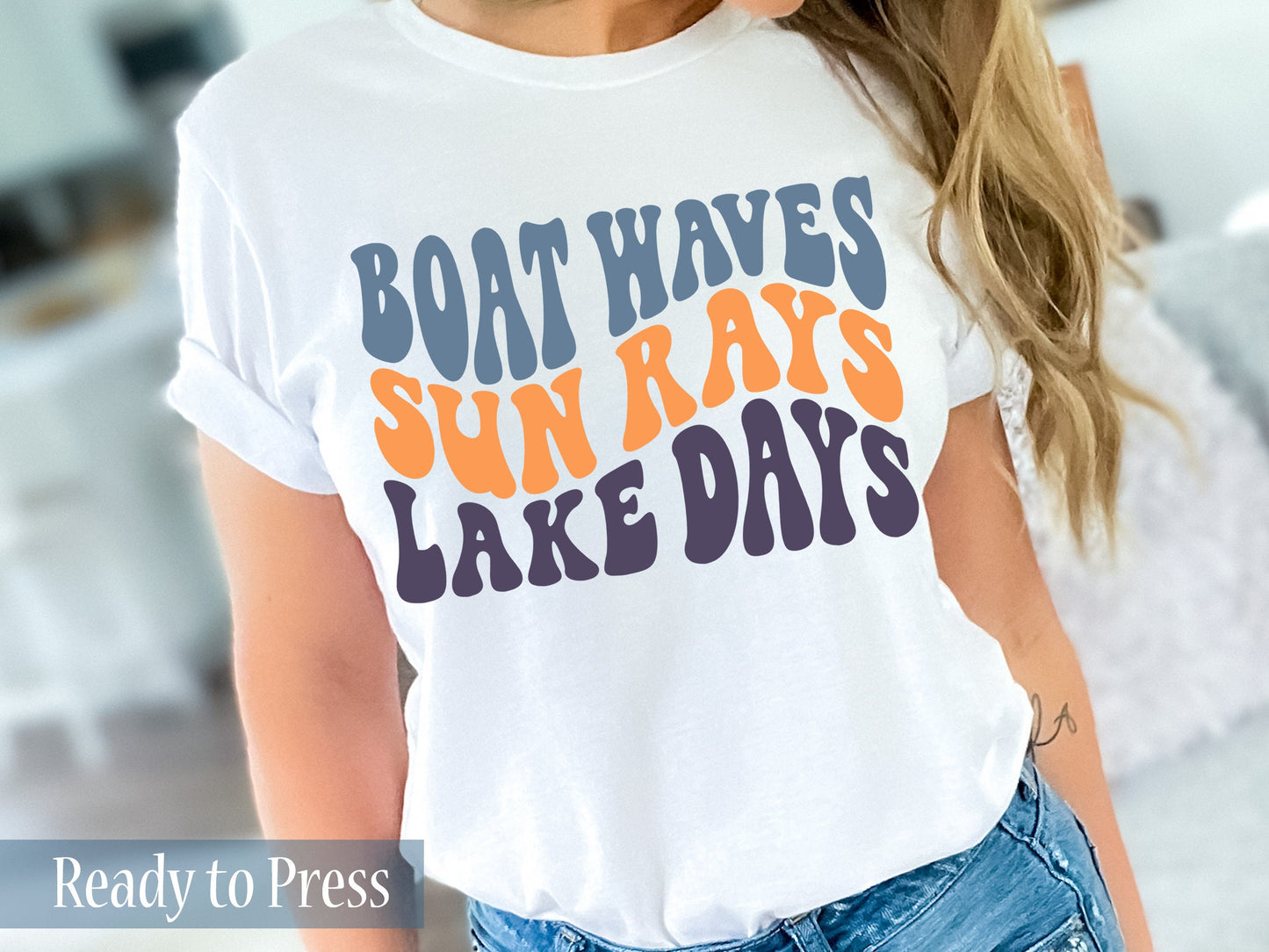 Boat Waves Sun Rays Lake Days - Ready to Press DTF Transfers