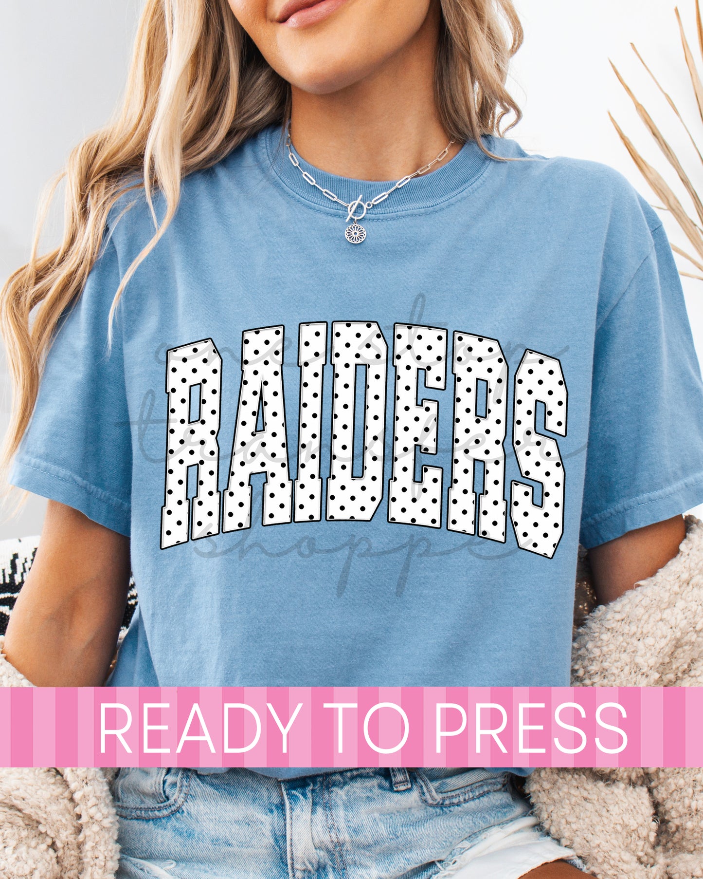 White Black Polka Dots Raiders Mascot - Ready to Press DTF Transfers