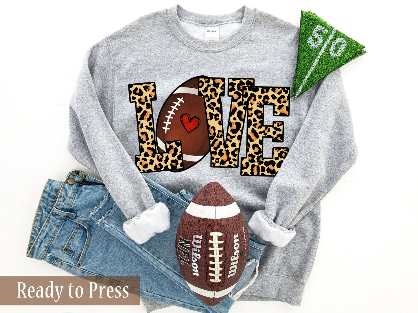Leopard Print LOVE Football - Ready to Press DTF Transfers