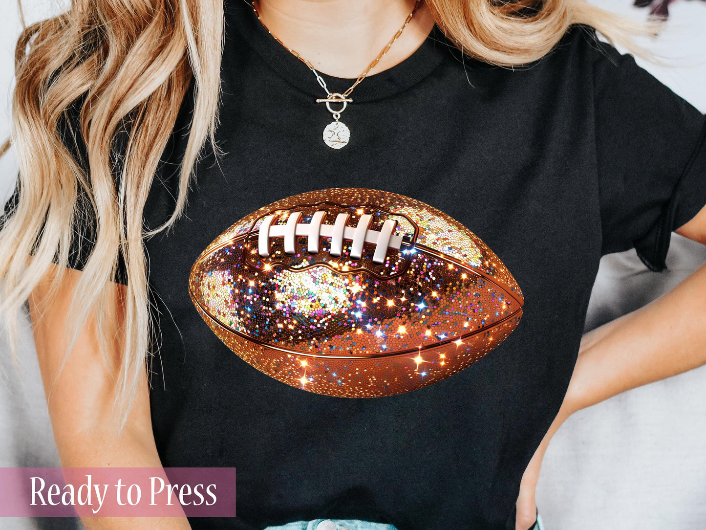 Faux Glitter Disco Football - Ready to Press DTF Transfers