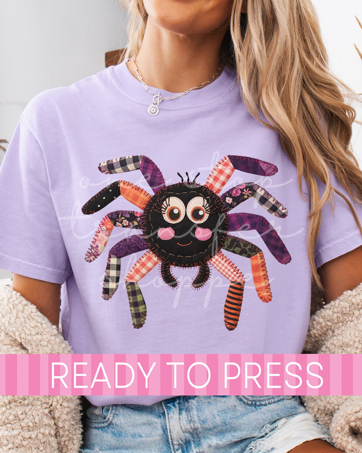 Faux Patchwork Halloween Spider - Ready to Press DTF Transfers