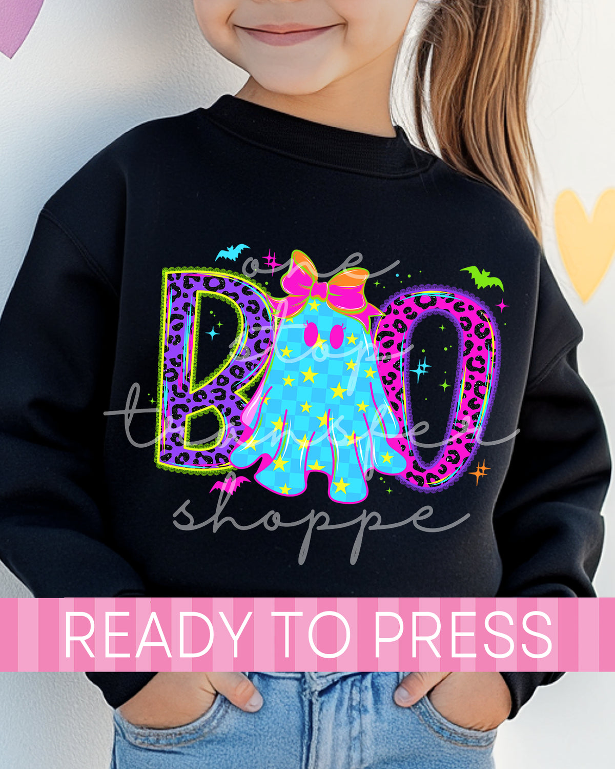 Neon Halloween Lace BOO Ghost - Ready to Press DTF Transfers