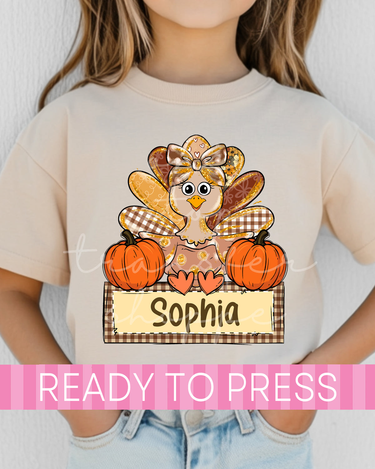 Custom Name Girl Gingham Coquette Turkey - Ready to Press DTF Transfers