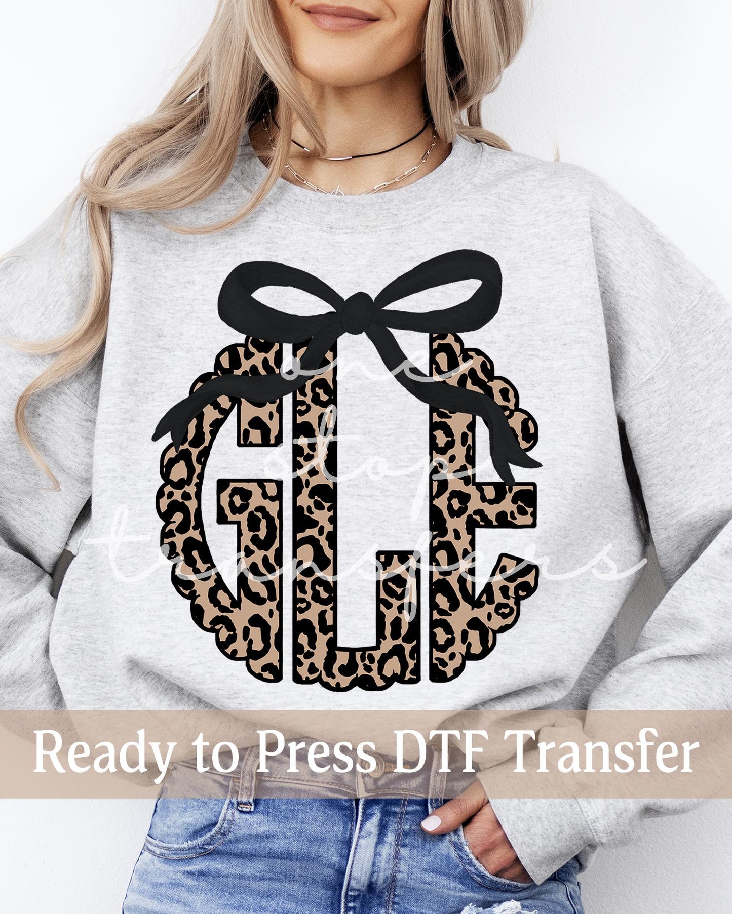 Tan and Black Coquette Leopard Monogram - Ready to Press DTF Transfers