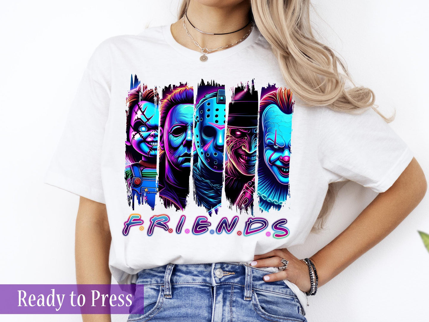 Bright Abstract Scary Movie Characters - Ready to Press DTF Transfers