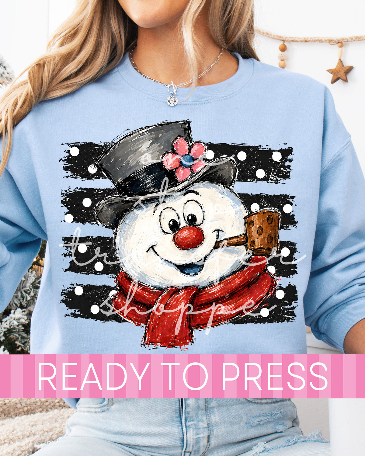 Polka Dot Stripes Christmas Movie Snowman - Ready to Press DTF Transfers