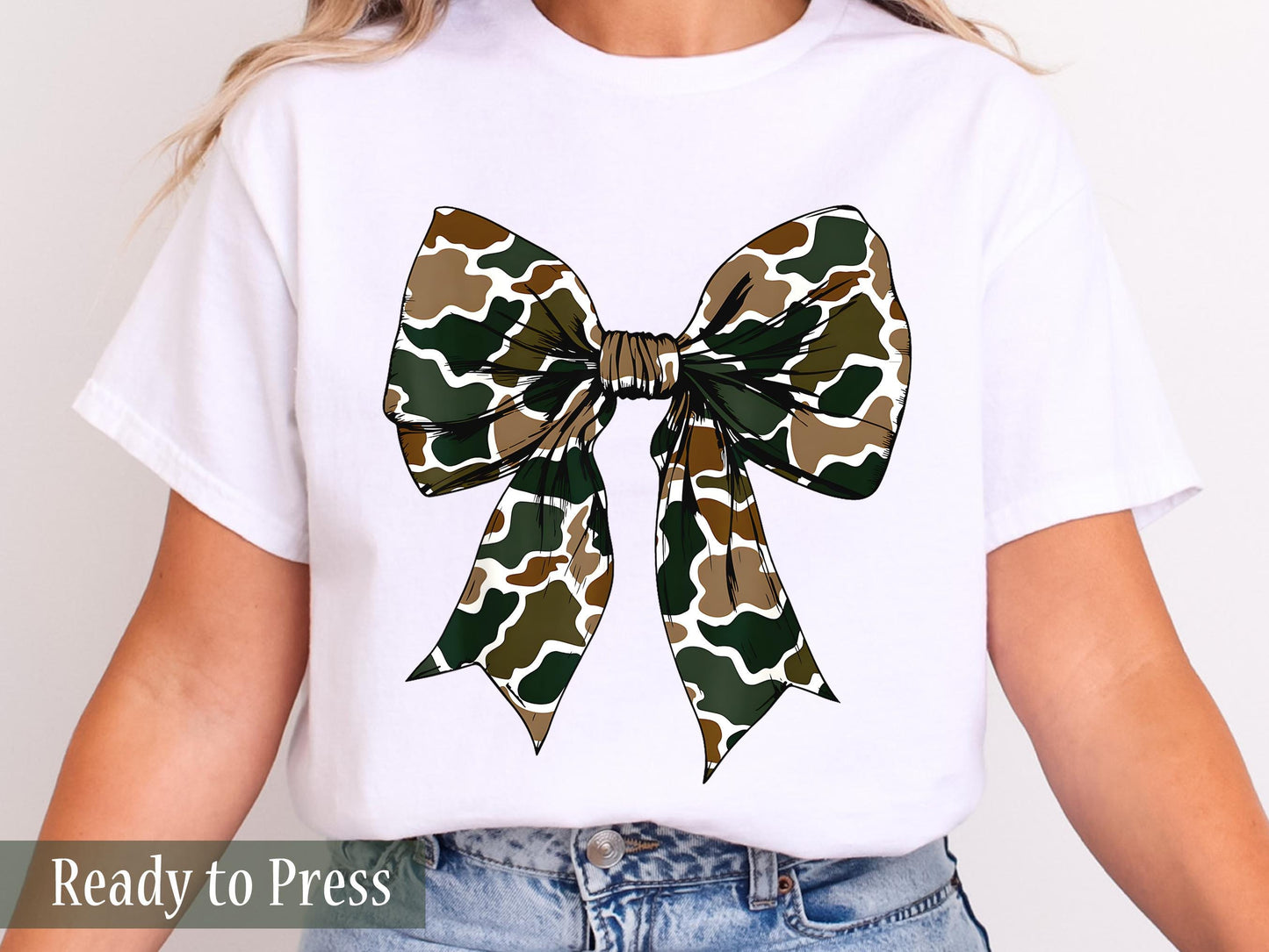 Coquette Dark Camouflage Bow - Ready to Press DTF Transfers