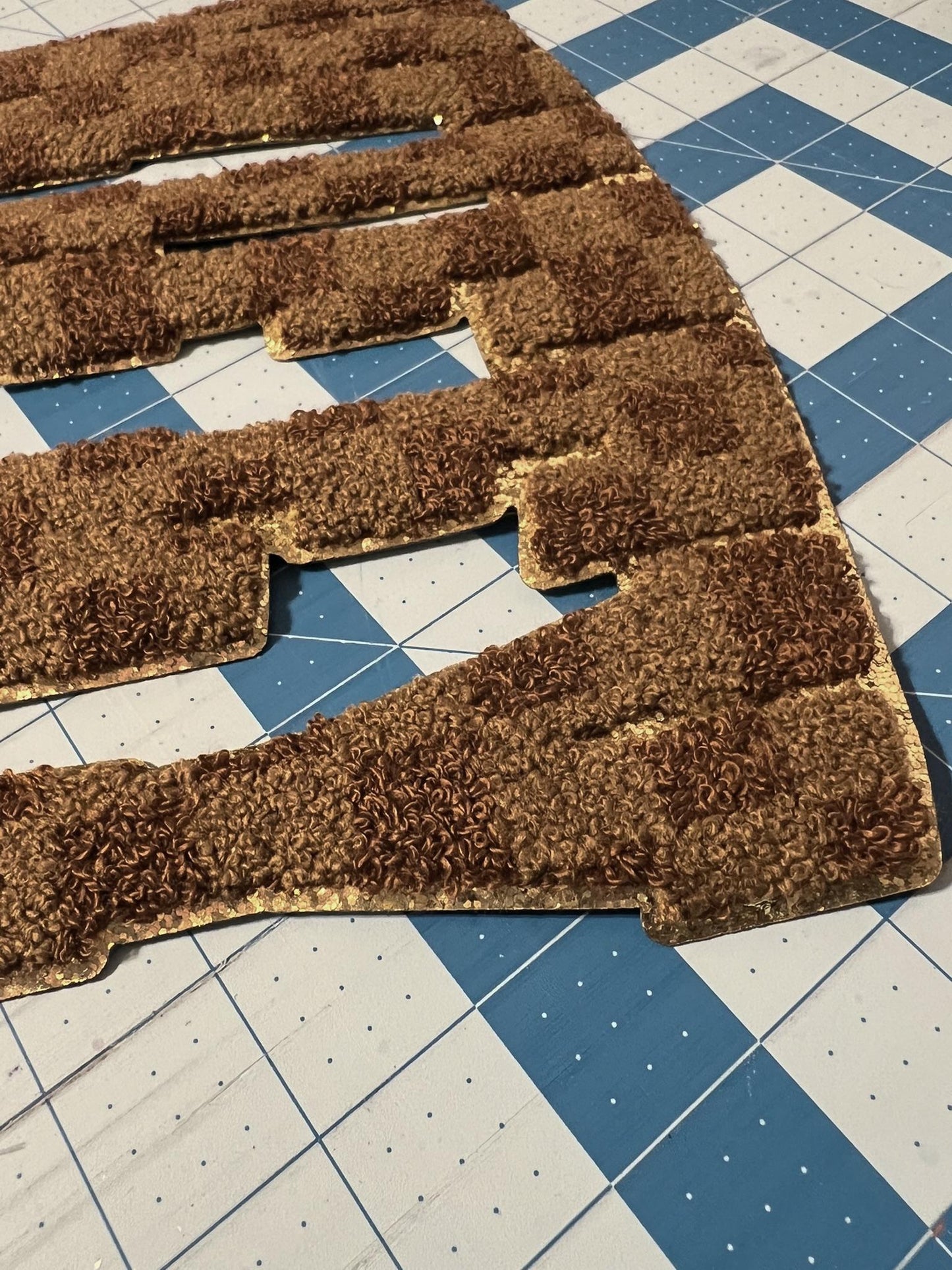 Brown Checker Wifey Chenille Iron On Patch - Ready to Press Patches