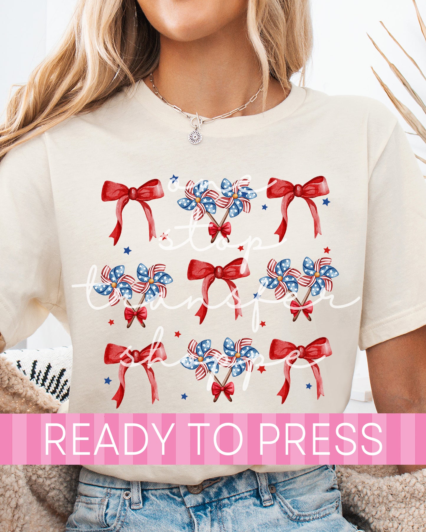 Patriotic Coquette Pinwheels and Bows - Ready to Press DTF Transfers