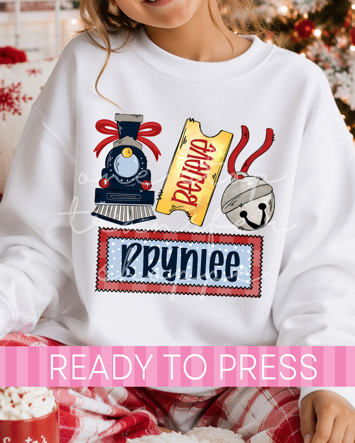 Custom Name Coquette Girl Christmas Train - Ready to Press DTF Transfers