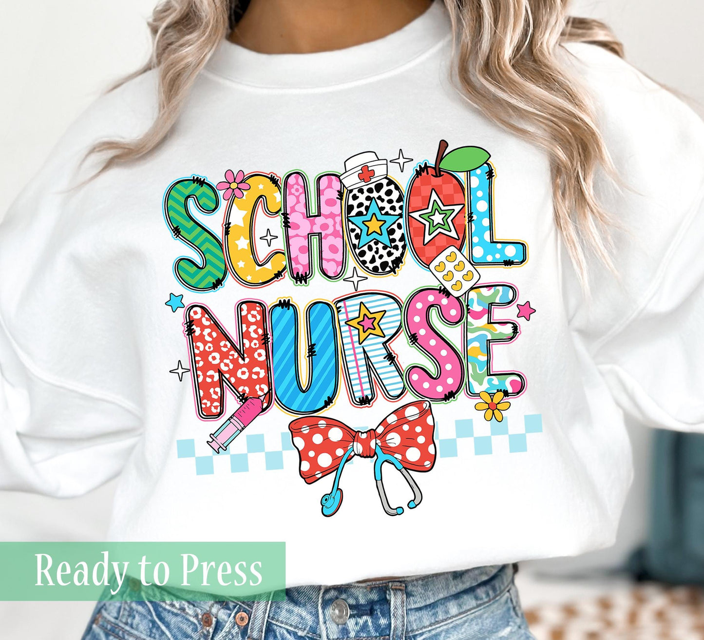 Colorful Coquette School Nurse - Ready to Press DTF Transfers