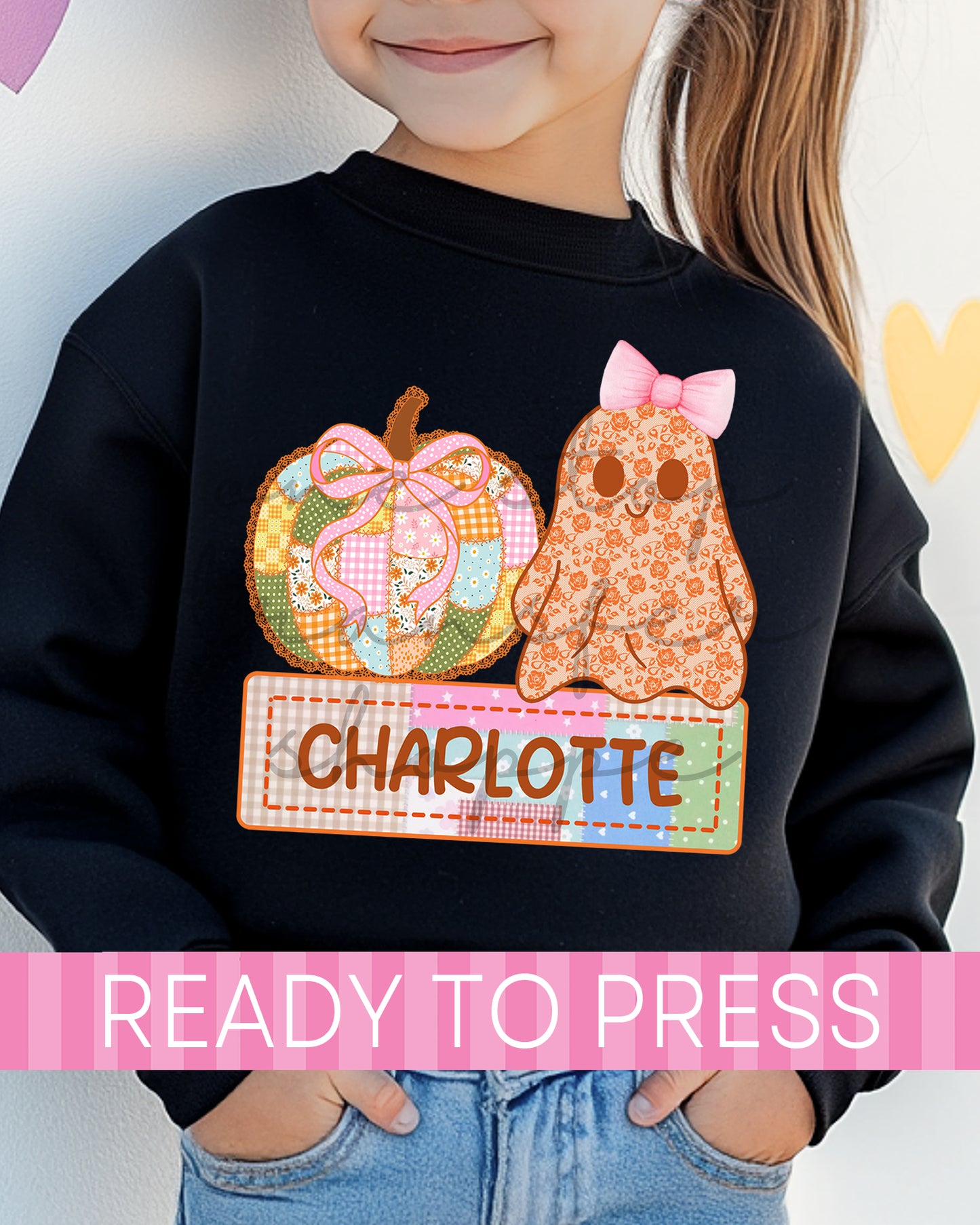 Custom Name Patchwork Pumpkin and Ghost - Ready to Press DTF Transfers