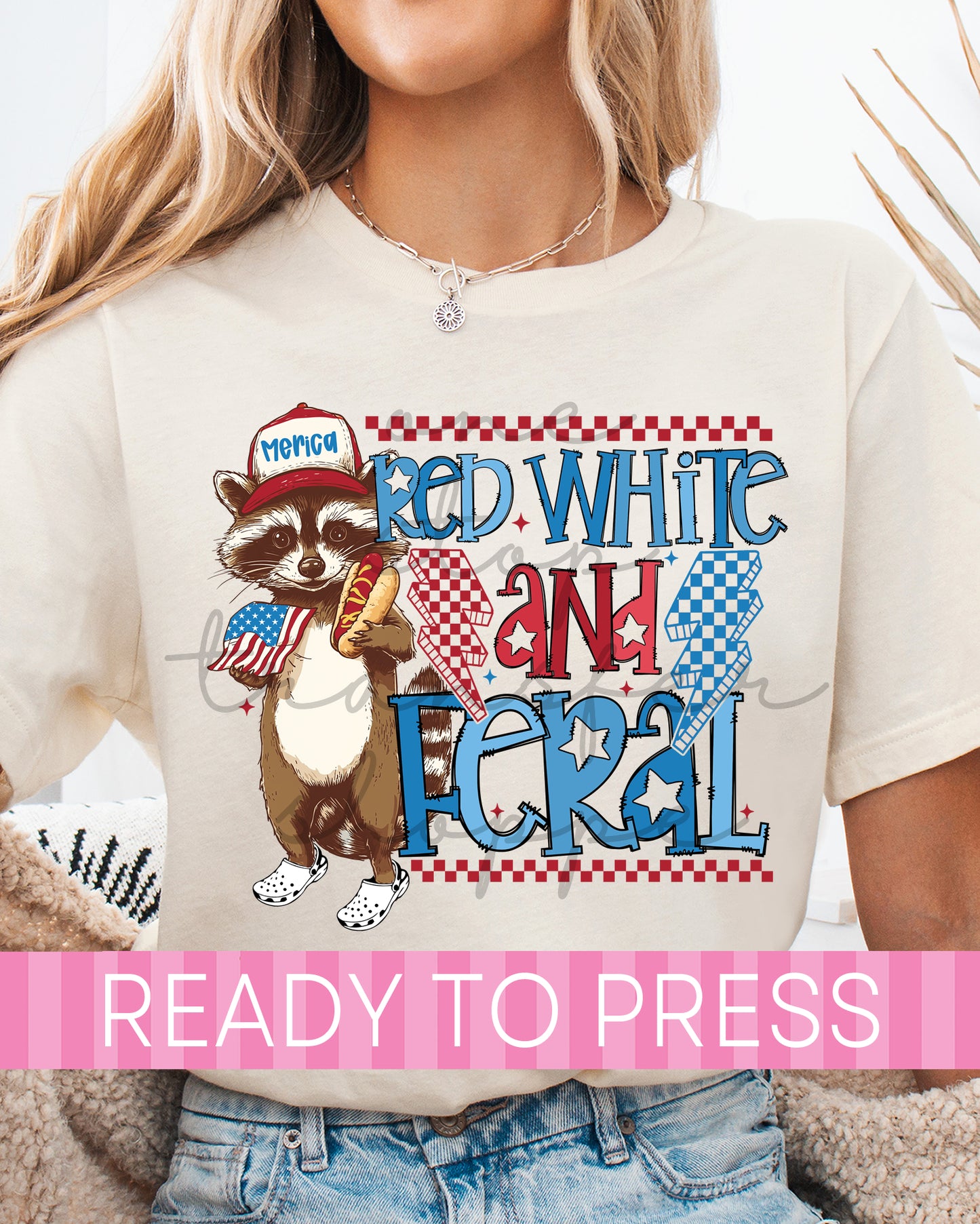 Checker Red White and Feral Fox - Ready to Press DTF Transfers
