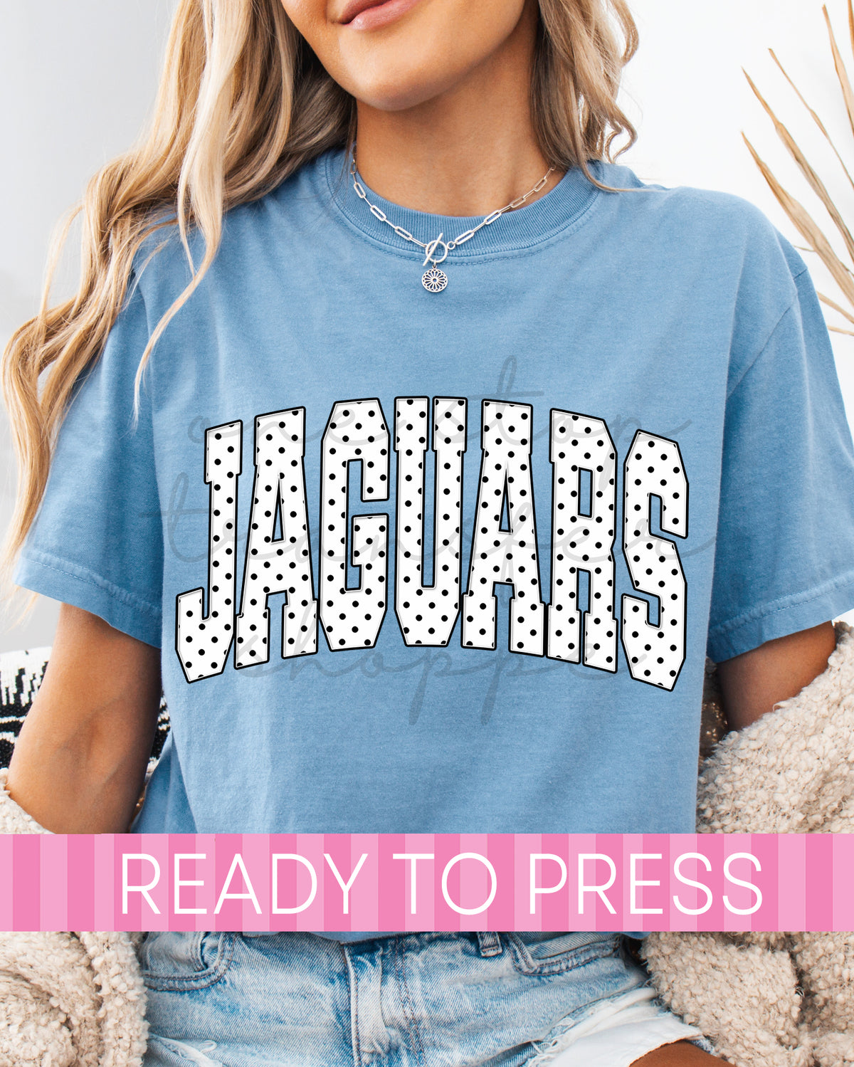 White Black Polka Dots Jaguars Mascot - Ready to Press DTF Transfers