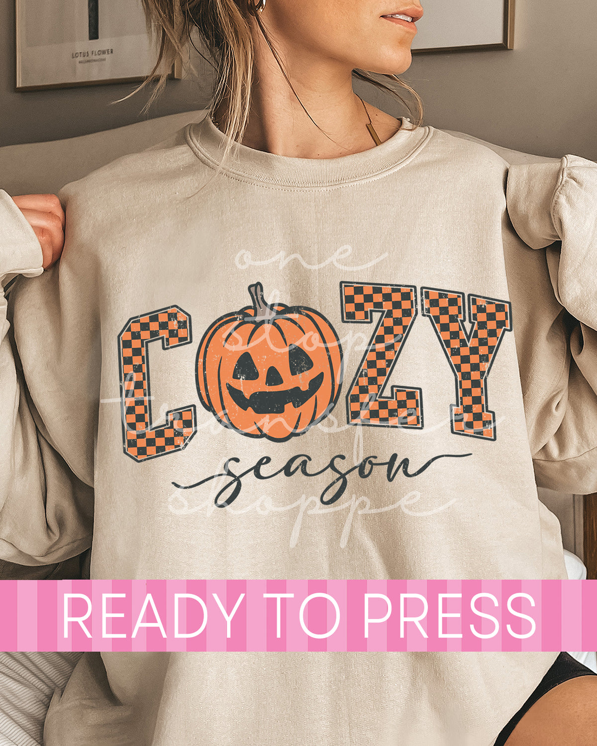 Checker Cozy Season Jack-O-Lantern - Ready to Press DTF Transfers