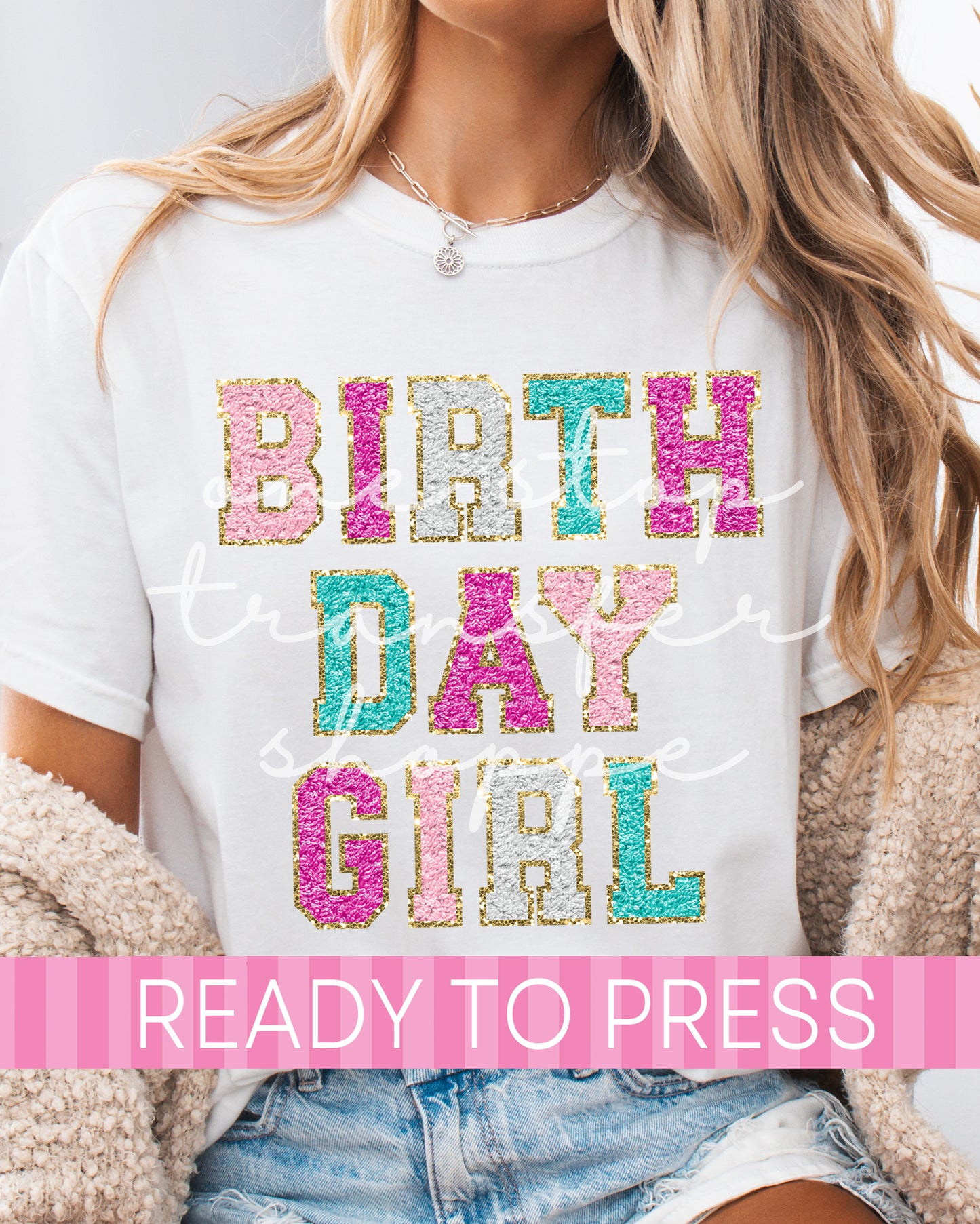 Birthday Girl Faux Chenille Patch Letters - Ready to Press DTF Transfers
